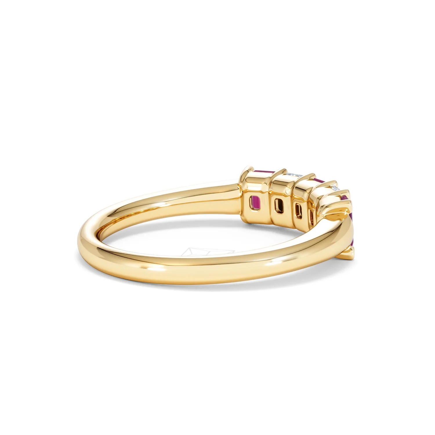 Solene 0.75ct Emerald Cut Lab Ruby and Lab Diamond Half Eternity Ring in 18K Yellow Gold - Image 36