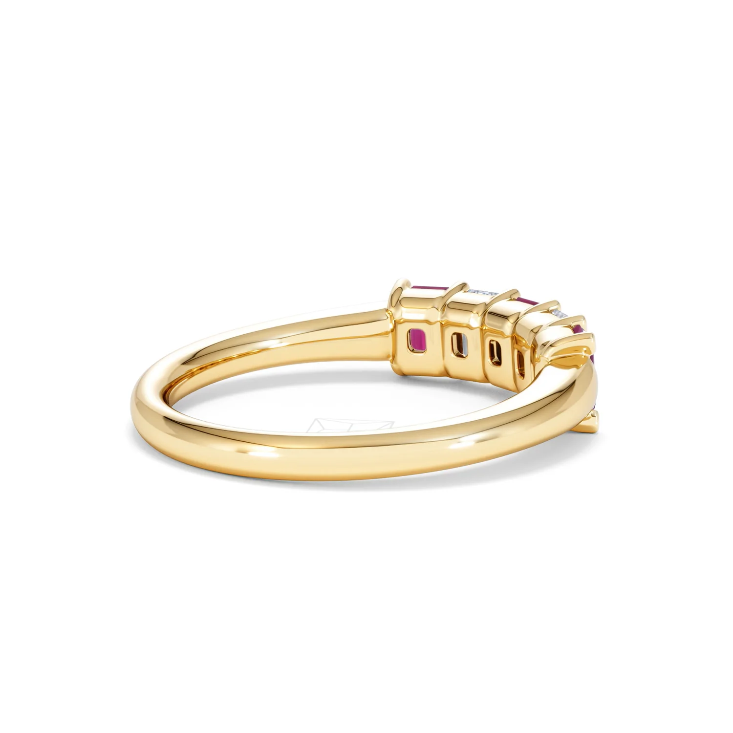 Solene 0.75ct Emerald Cut Lab Ruby and Lab Diamond Half Eternity Ring in 18K Yellow Gold - Image 37