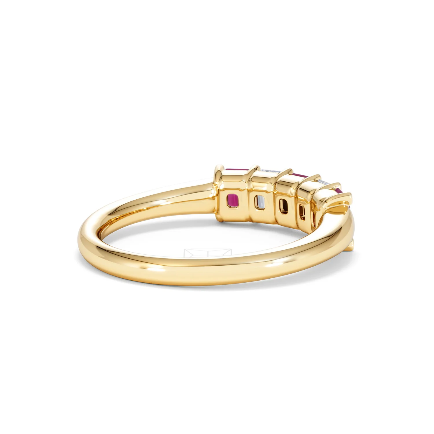 Solene 0.75ct Emerald Cut Lab Ruby and Lab Diamond Half Eternity Ring in 18K Yellow Gold - Image 39