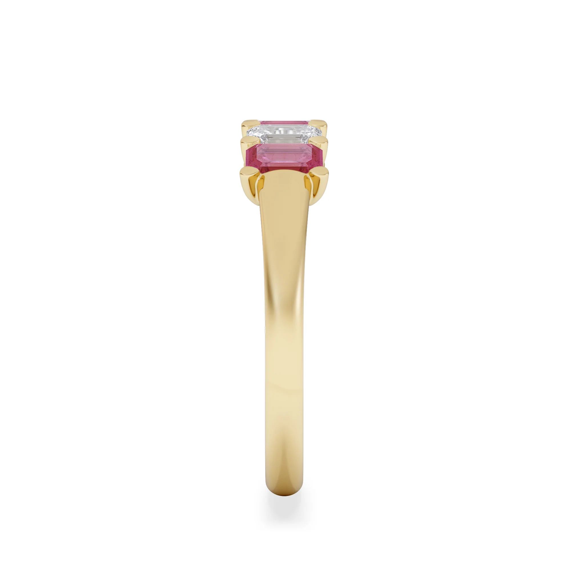 Solene 0.75ct Emerald Cut Lab Ruby and Lab Diamond Half Eternity Ring in 18K Yellow Gold - Image 5