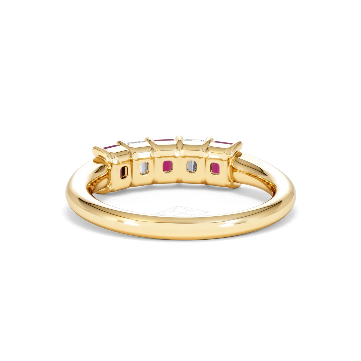 Solene 0.75ct Emerald Cut Lab Ruby and Lab Diamond Half Eternity Ring in 18K Yellow Gold - Image 51