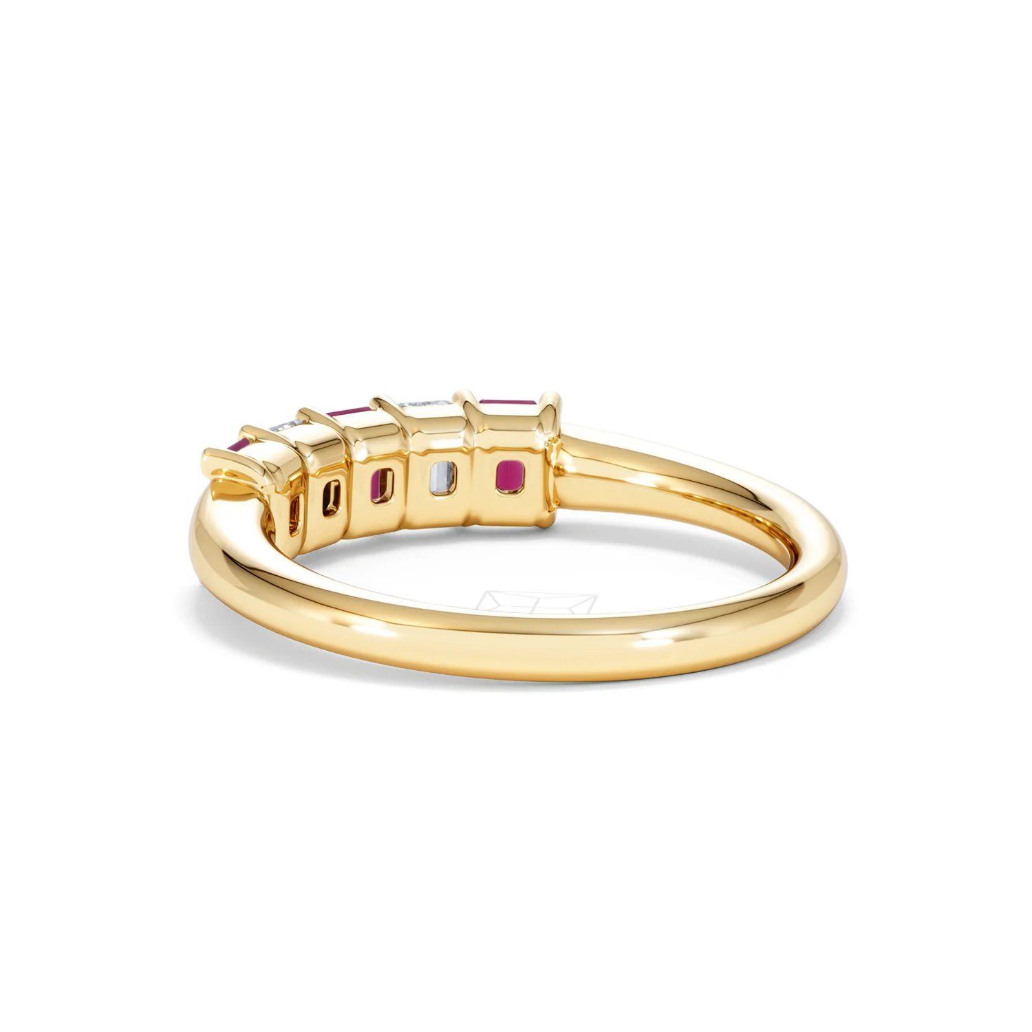 Solene 0.75ct Emerald Cut Lab Ruby and Lab Diamond Half Eternity Ring in 18K Yellow Gold - Image 57