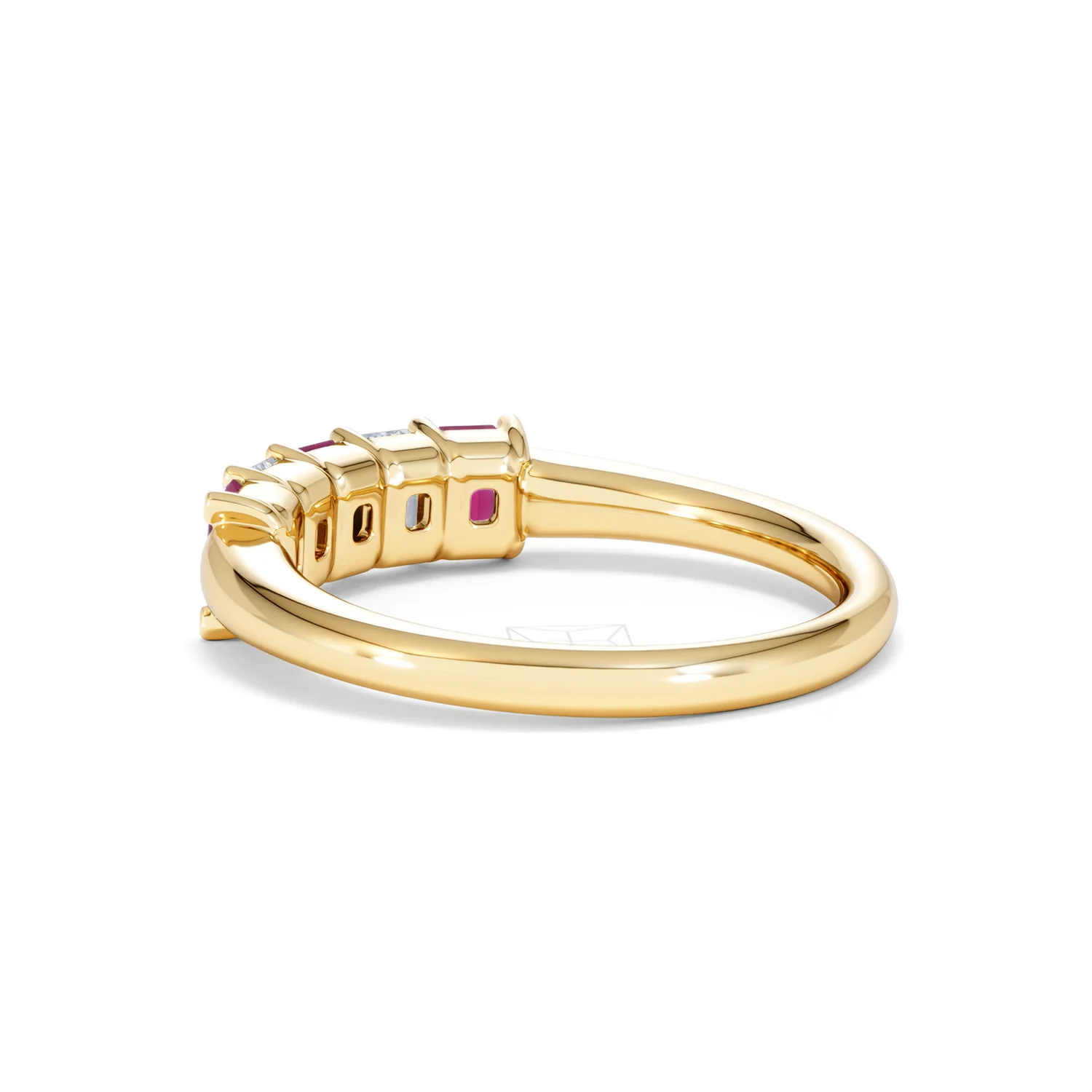 Solene 0.75ct Emerald Cut Lab Ruby and Lab Diamond Half Eternity Ring in 18K Yellow Gold - Image 60