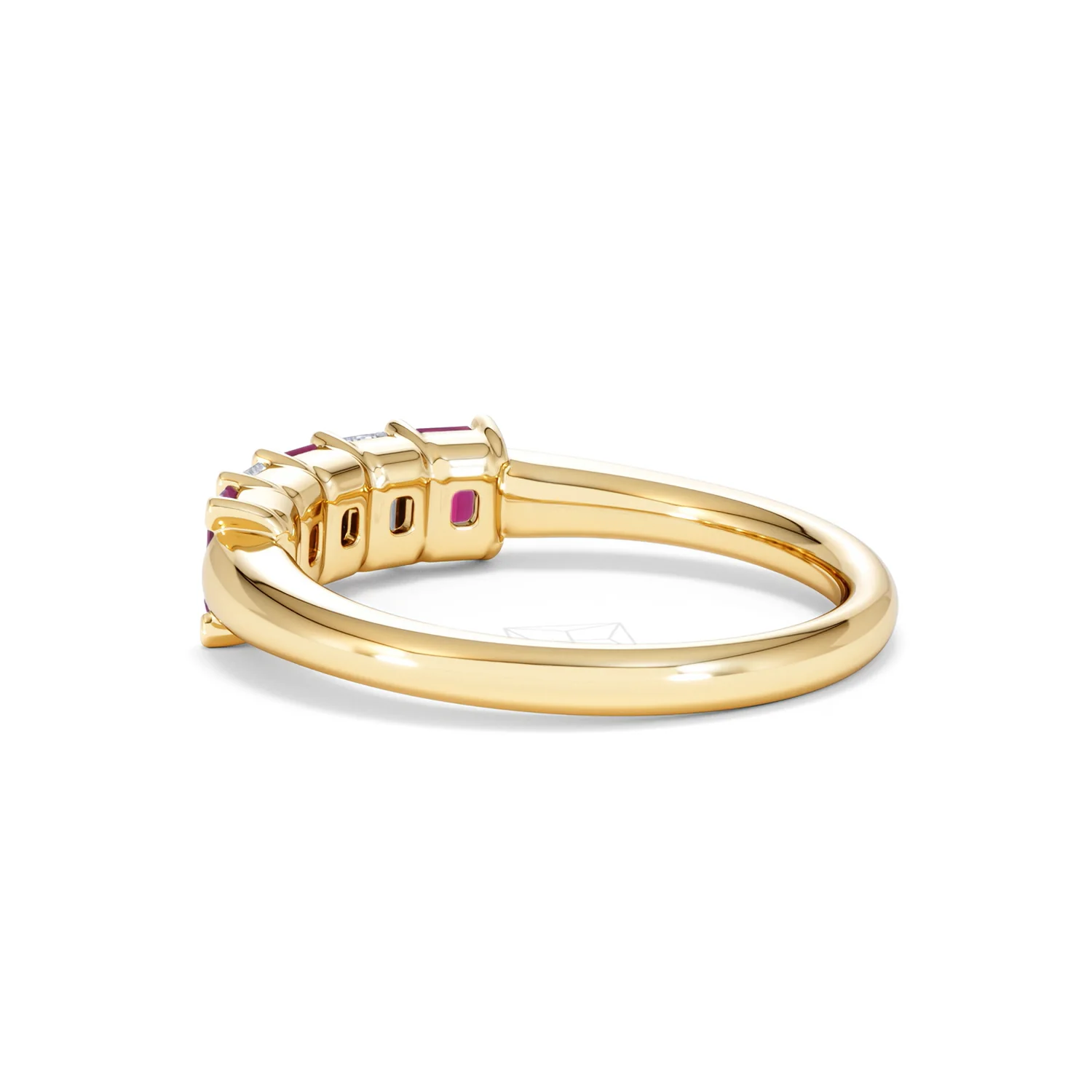Solene 0.75ct Emerald Cut Lab Ruby and Lab Diamond Half Eternity Ring in 18K Yellow Gold - Image 61