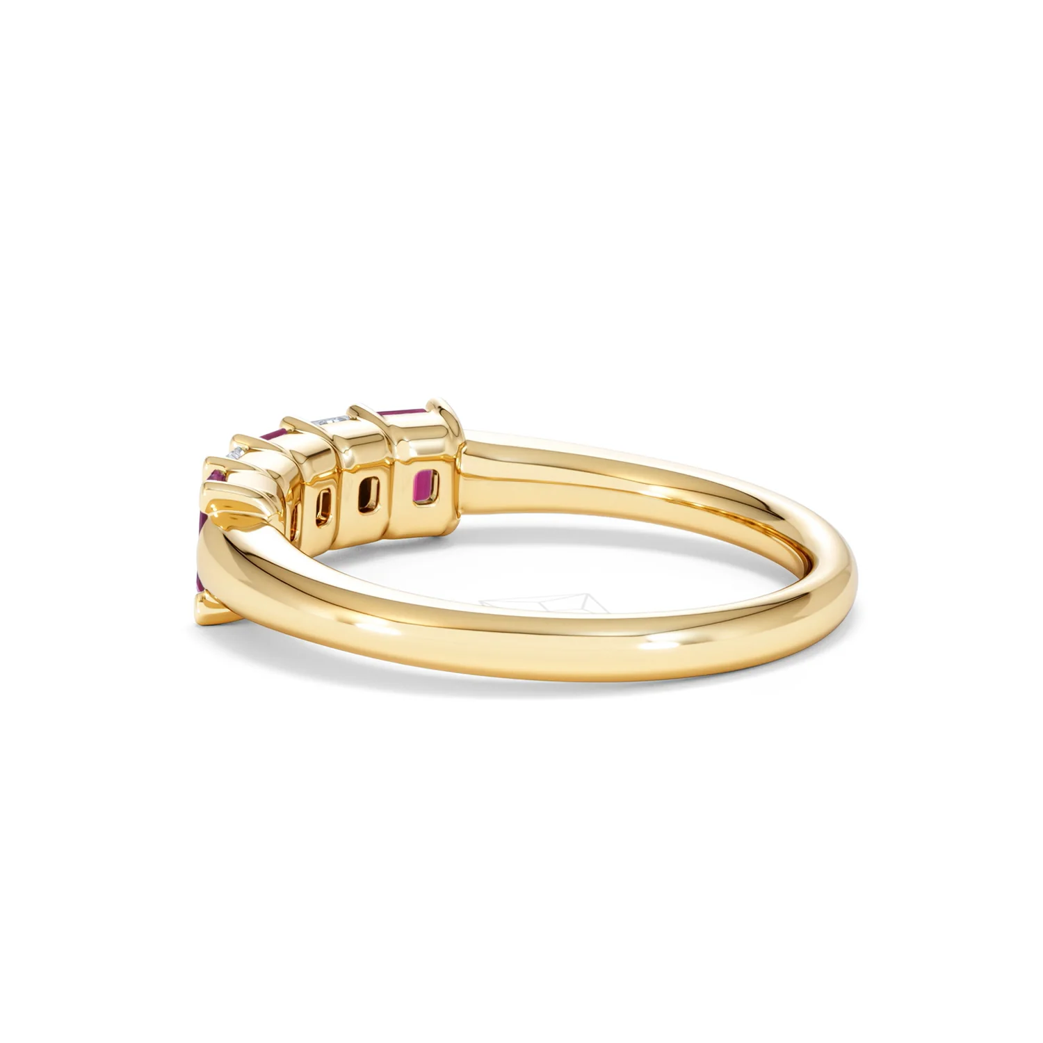 Solene 0.75ct Emerald Cut Lab Ruby and Lab Diamond Half Eternity Ring in 18K Yellow Gold - Image 62