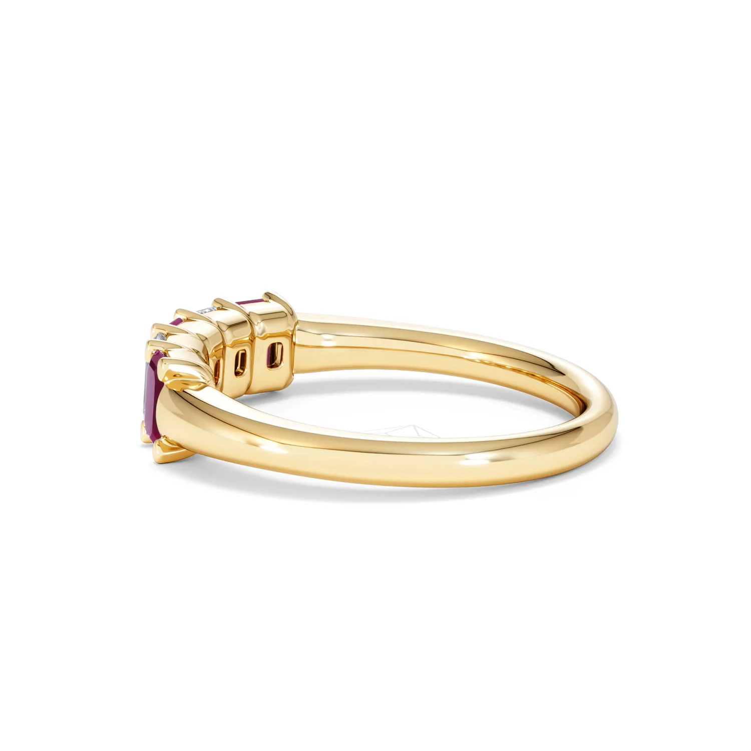 Solene 0.75ct Emerald Cut Lab Ruby and Lab Diamond Half Eternity Ring in 18K Yellow Gold - Image 65