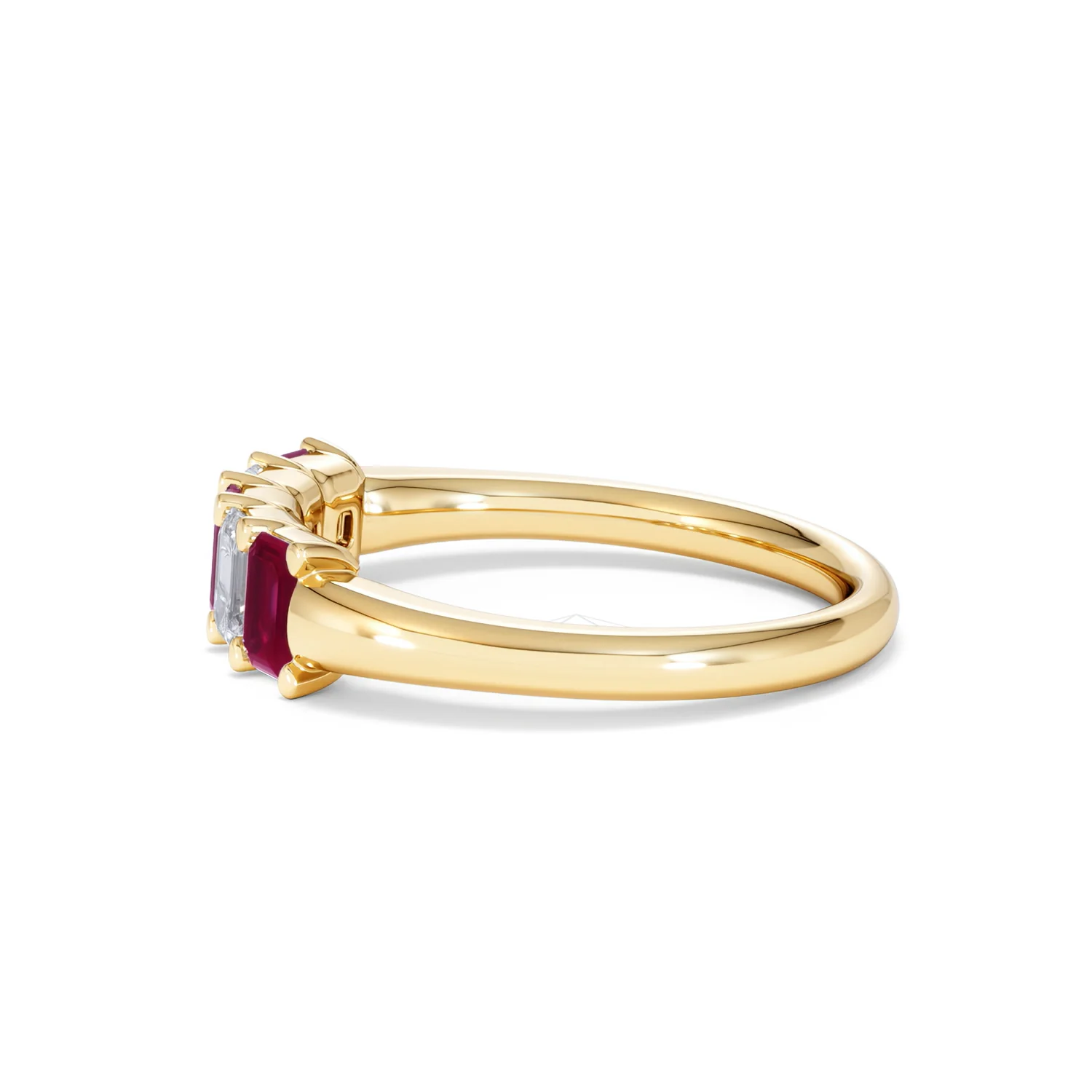 Solene 0.75ct Emerald Cut Lab Ruby and Lab Diamond Half Eternity Ring in 18K Yellow Gold - Image 69