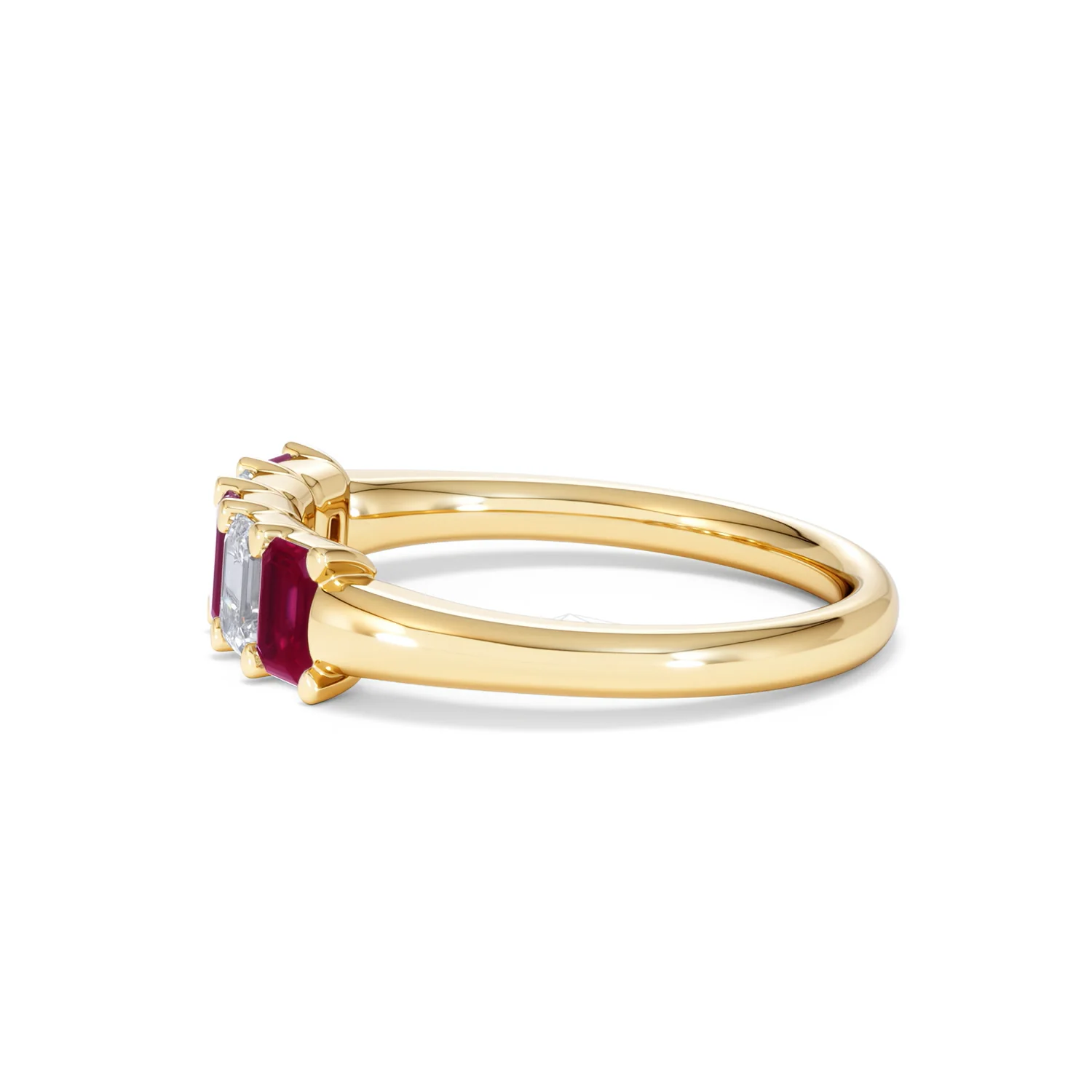 Solene 0.75ct Emerald Cut Lab Ruby and Lab Diamond Half Eternity Ring in 18K Yellow Gold - Image 70