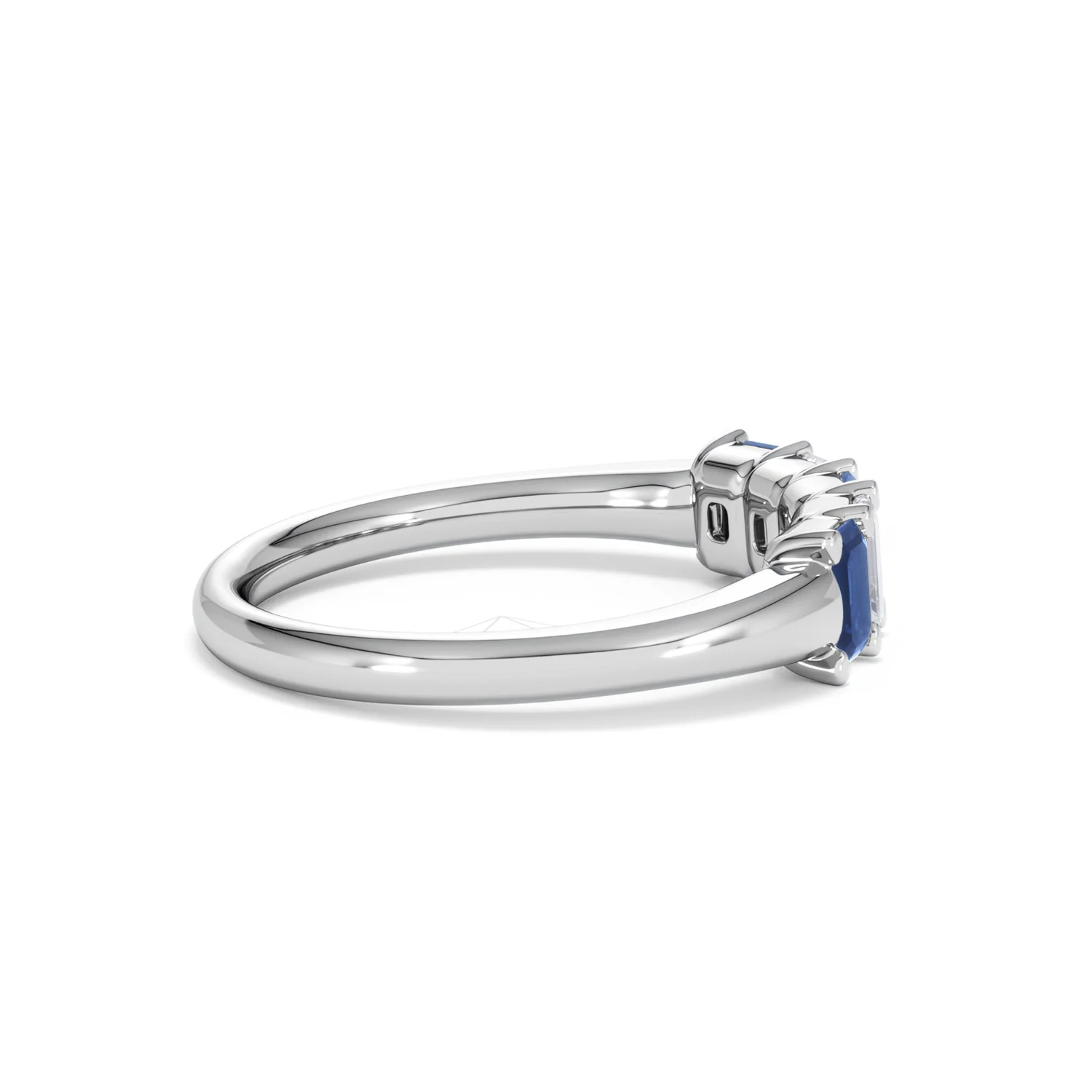 Solene 0.75ct Emerald Cut Lab Sapphire and Lab Diamond Half Band Eternity Ring in 18K White Gold - Image 31