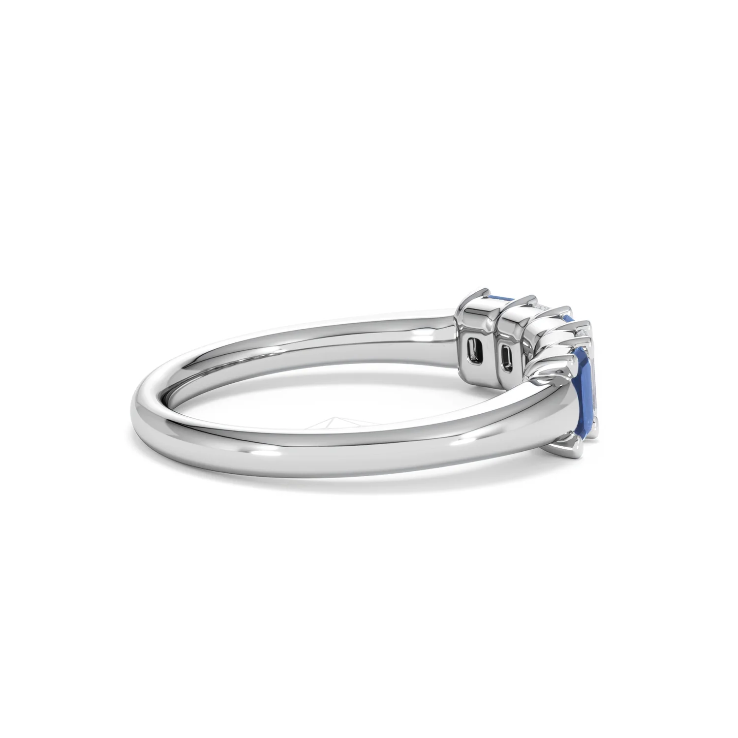 Solene 0.75ct Emerald Cut Lab Sapphire and Lab Diamond Half Band Eternity Ring in 18K White Gold - Image 32