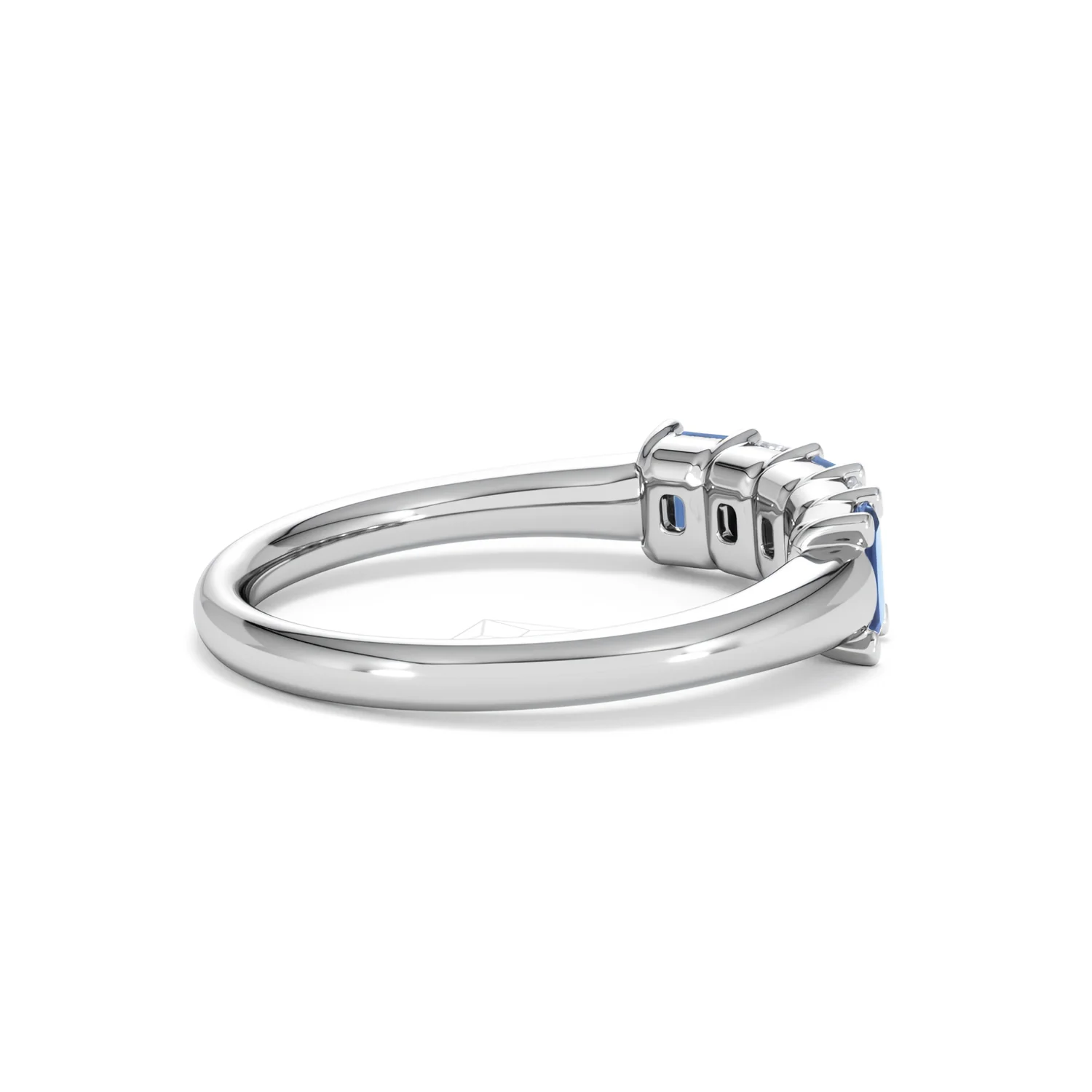 Solene 0.75ct Emerald Cut Lab Sapphire and Lab Diamond Half Band Eternity Ring in 18K White Gold - Image 34