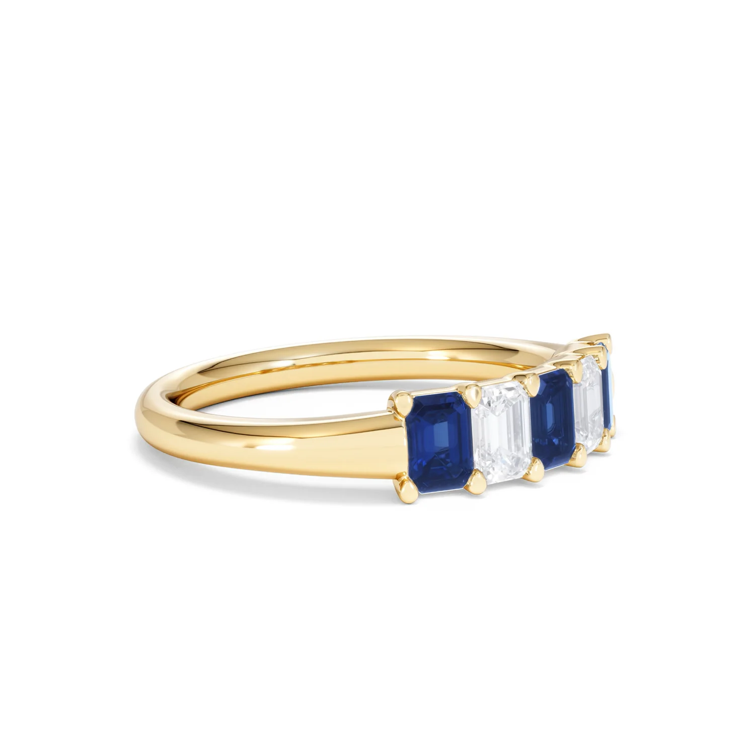Solene 0.75ct Emerald Cut Lab Sapphire and Lab Diamond Half Band Eternity Ring in 18K Yellow Gold - Image 20