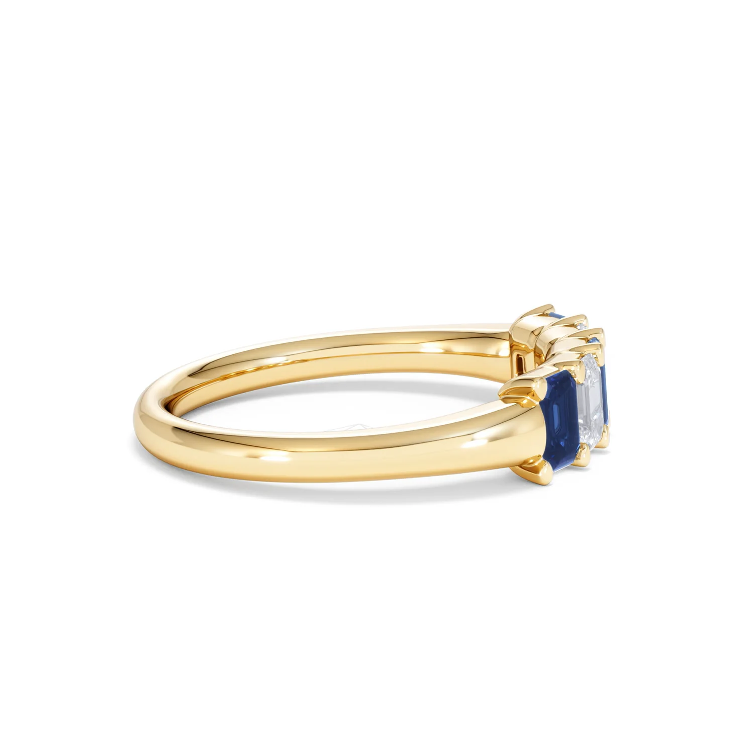 Solene 0.75ct Emerald Cut Lab Sapphire and Lab Diamond Half Band Eternity Ring in 18K Yellow Gold - Image 28