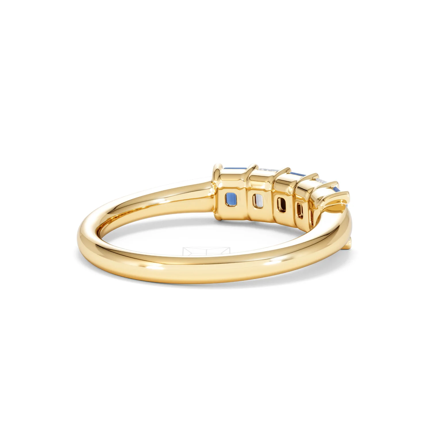 Solene 0.75ct Emerald Cut Lab Sapphire and Lab Diamond Half Band Eternity Ring in 18K Yellow Gold - Image 39