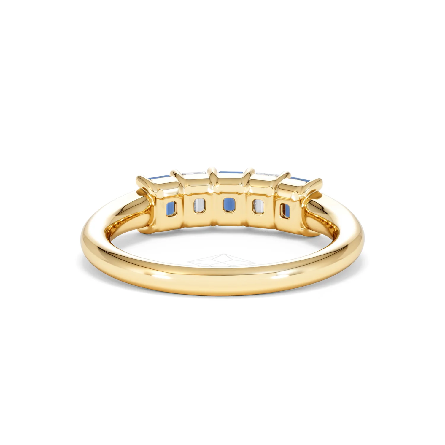 Solene 0.75ct Emerald Cut Lab Sapphire and Lab Diamond Half Band Eternity Ring in 18K Yellow Gold - Image 48