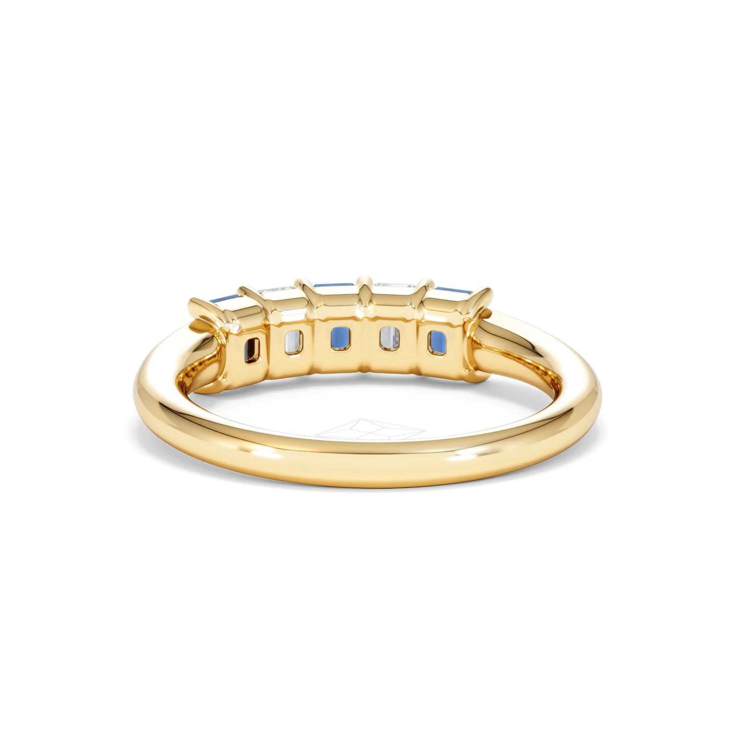 Solene 0.75ct Emerald Cut Lab Sapphire and Lab Diamond Half Band Eternity Ring in 18K Yellow Gold - Image 51