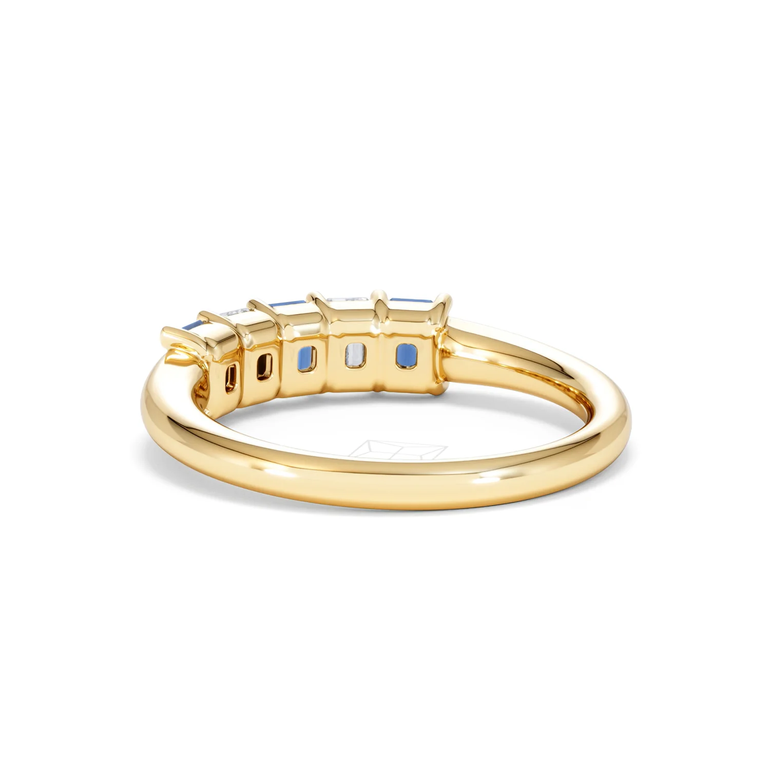 Solene 0.75ct Emerald Cut Lab Sapphire and Lab Diamond Half Band Eternity Ring in 18K Yellow Gold - Image 55