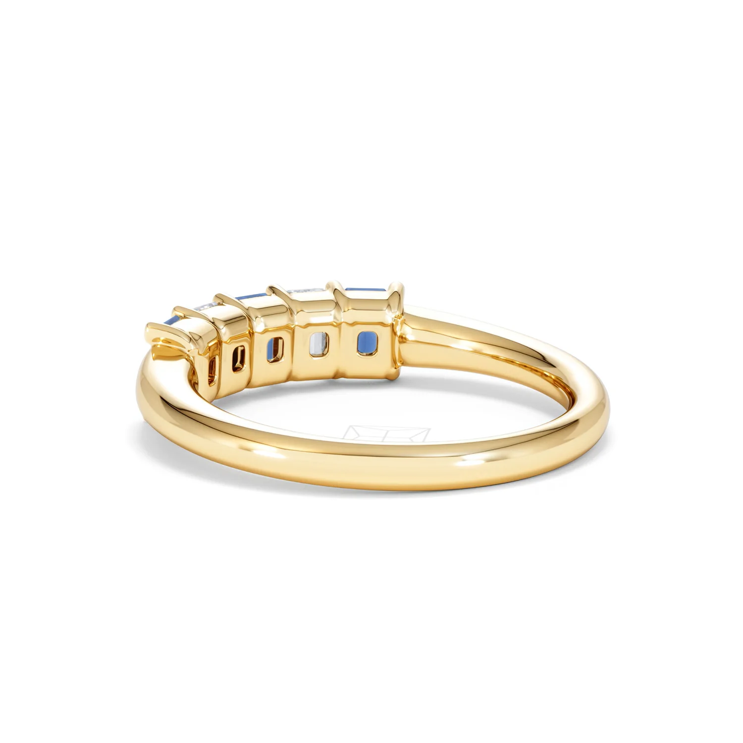 Solene 0.75ct Emerald Cut Lab Sapphire and Lab Diamond Half Band Eternity Ring in 18K Yellow Gold - Image 57
