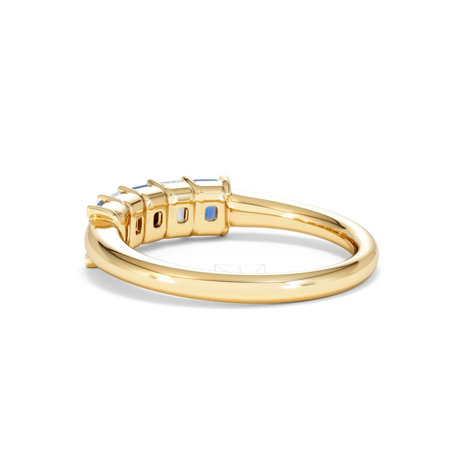 Solene 0.75ct Emerald Cut Lab Sapphire and Lab Diamond Half Band Eternity Ring in 18K Yellow Gold - Image 59