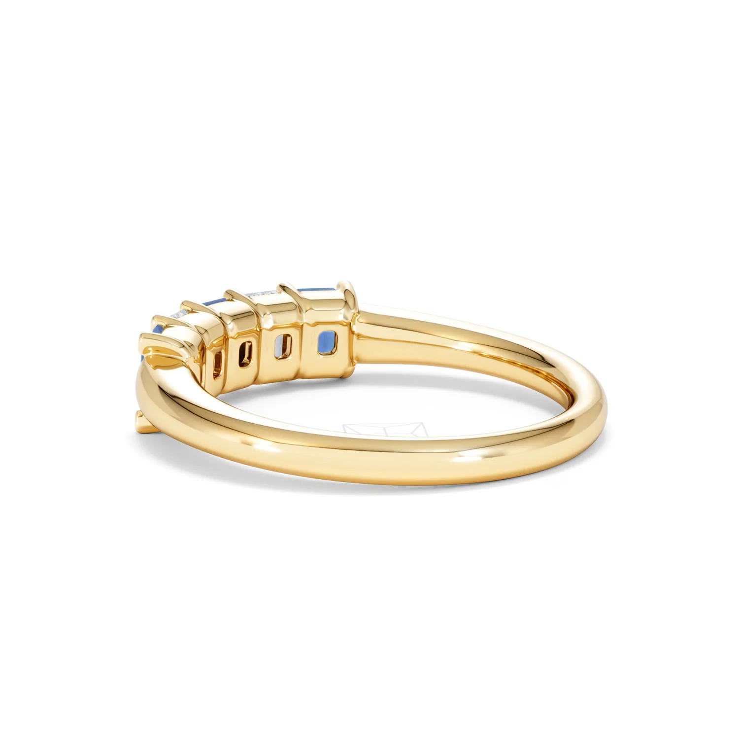 Solene 0.75ct Emerald Cut Lab Sapphire and Lab Diamond Half Band Eternity Ring in 18K Yellow Gold - Image 60
