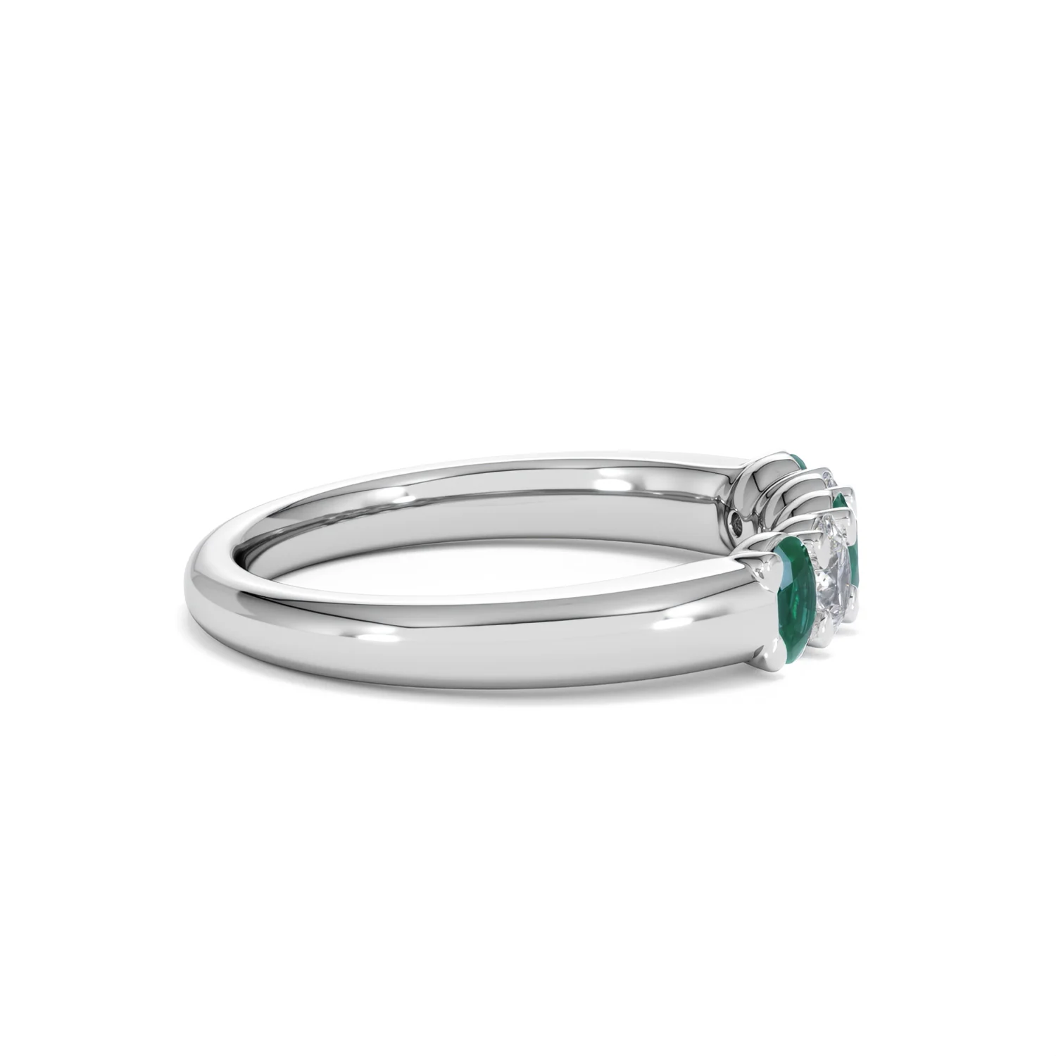 Solene 0.75ct Oval Cut Lab Emerald and Lab Diamond Half Band Eternity Ring in 18K White Gold - Image 28