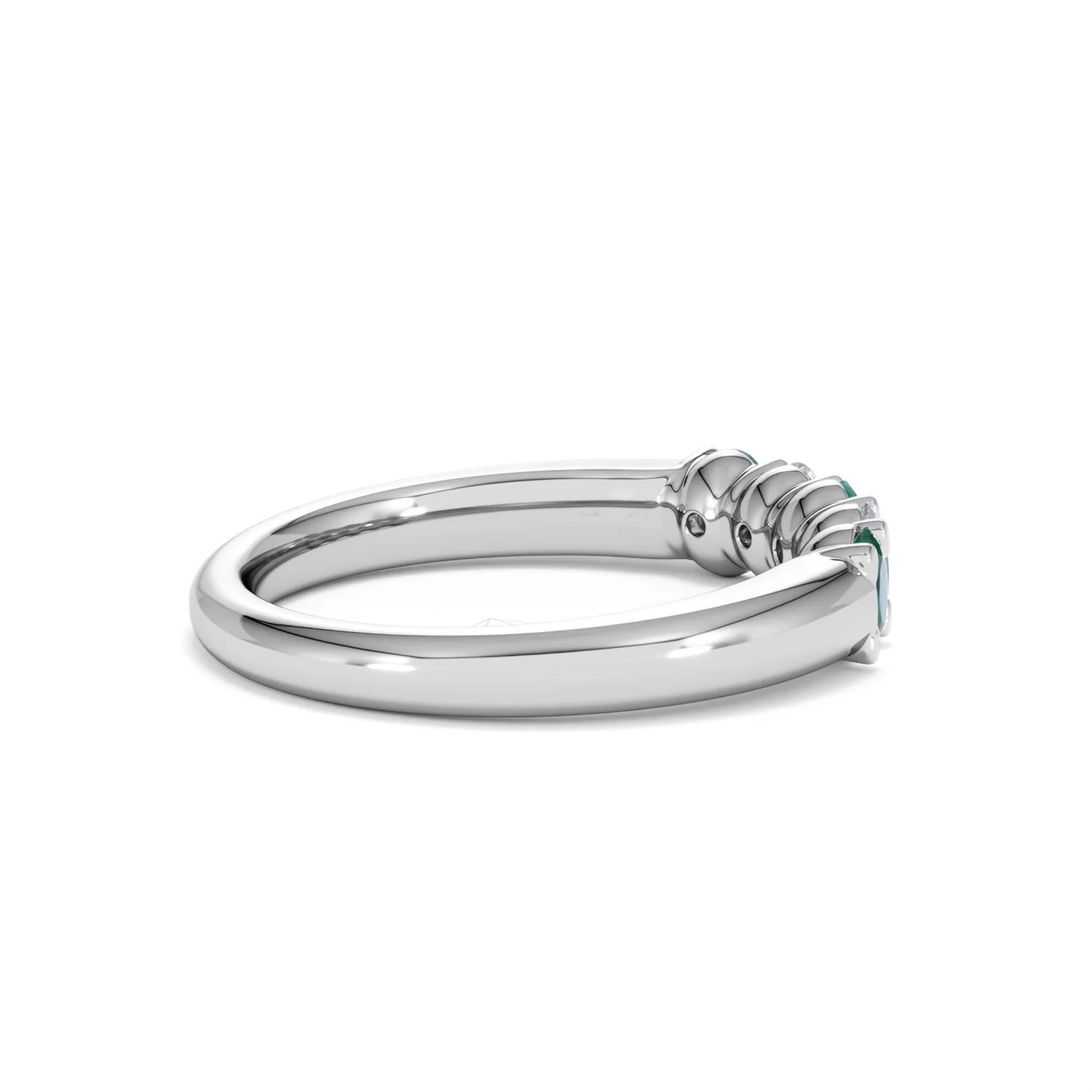 Solene 0.75ct Oval Cut Lab Emerald and Lab Diamond Half Band Eternity Ring in 18K White Gold - Image 33