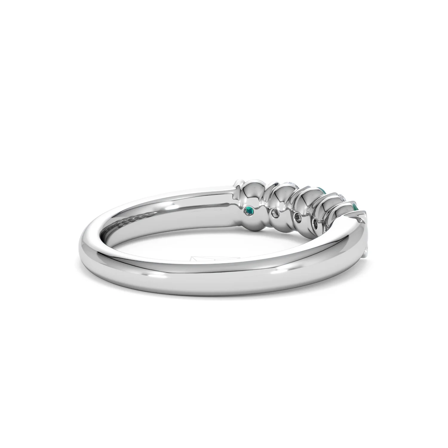 Solene 0.75ct Oval Cut Lab Emerald and Lab Diamond Half Band Eternity Ring in 18K White Gold - Image 38