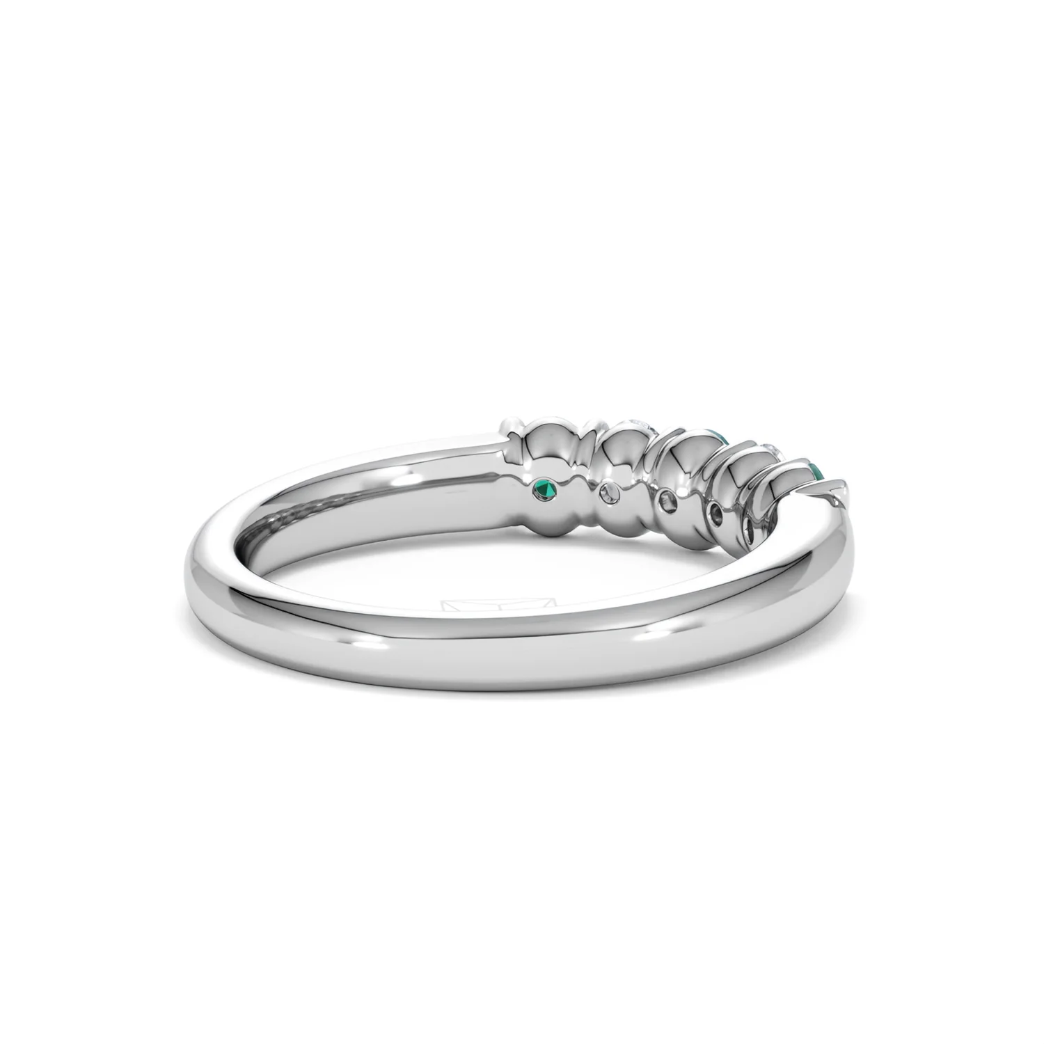 Solene 0.75ct Oval Cut Lab Emerald and Lab Diamond Half Band Eternity Ring in 18K White Gold - Image 40