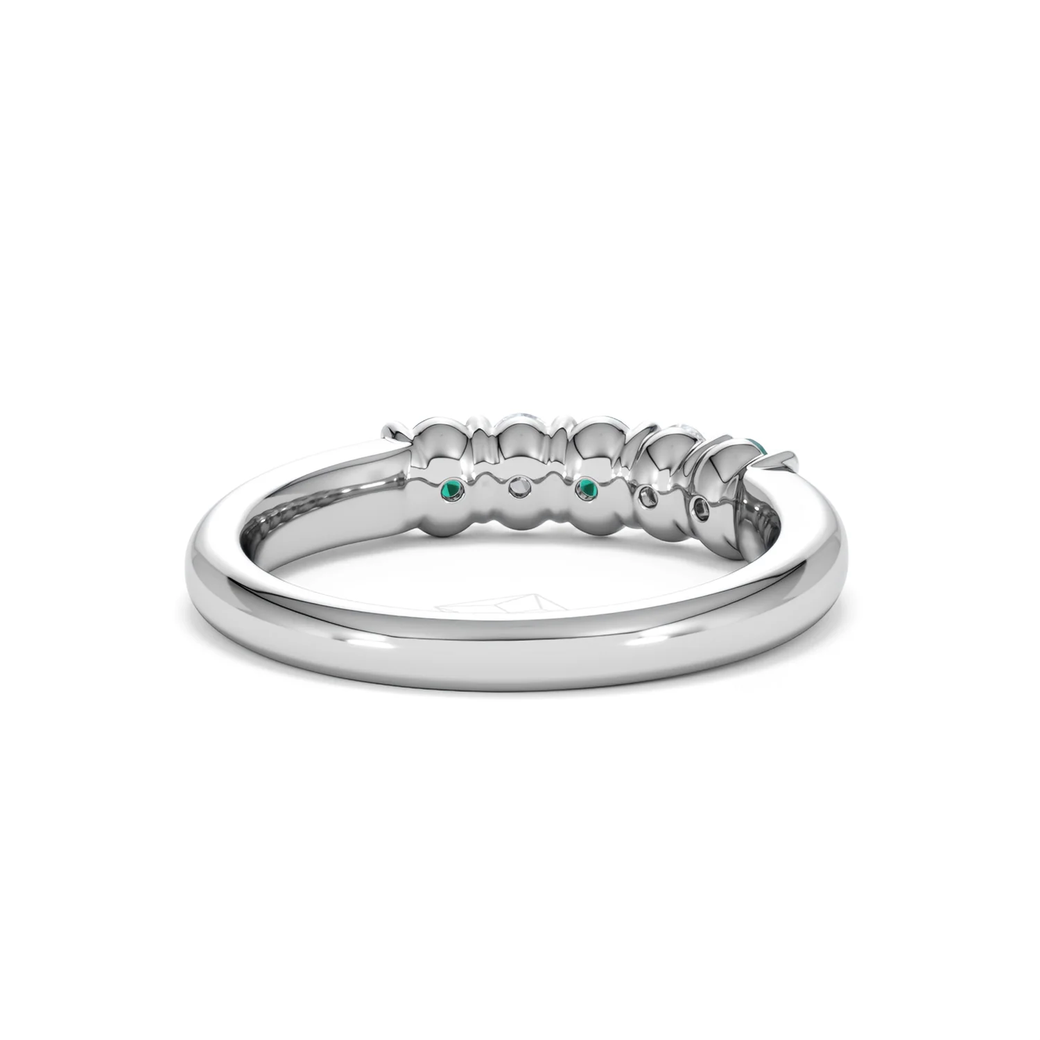Solene 0.75ct Oval Cut Lab Emerald and Lab Diamond Half Band Eternity Ring in 18K White Gold - Image 45