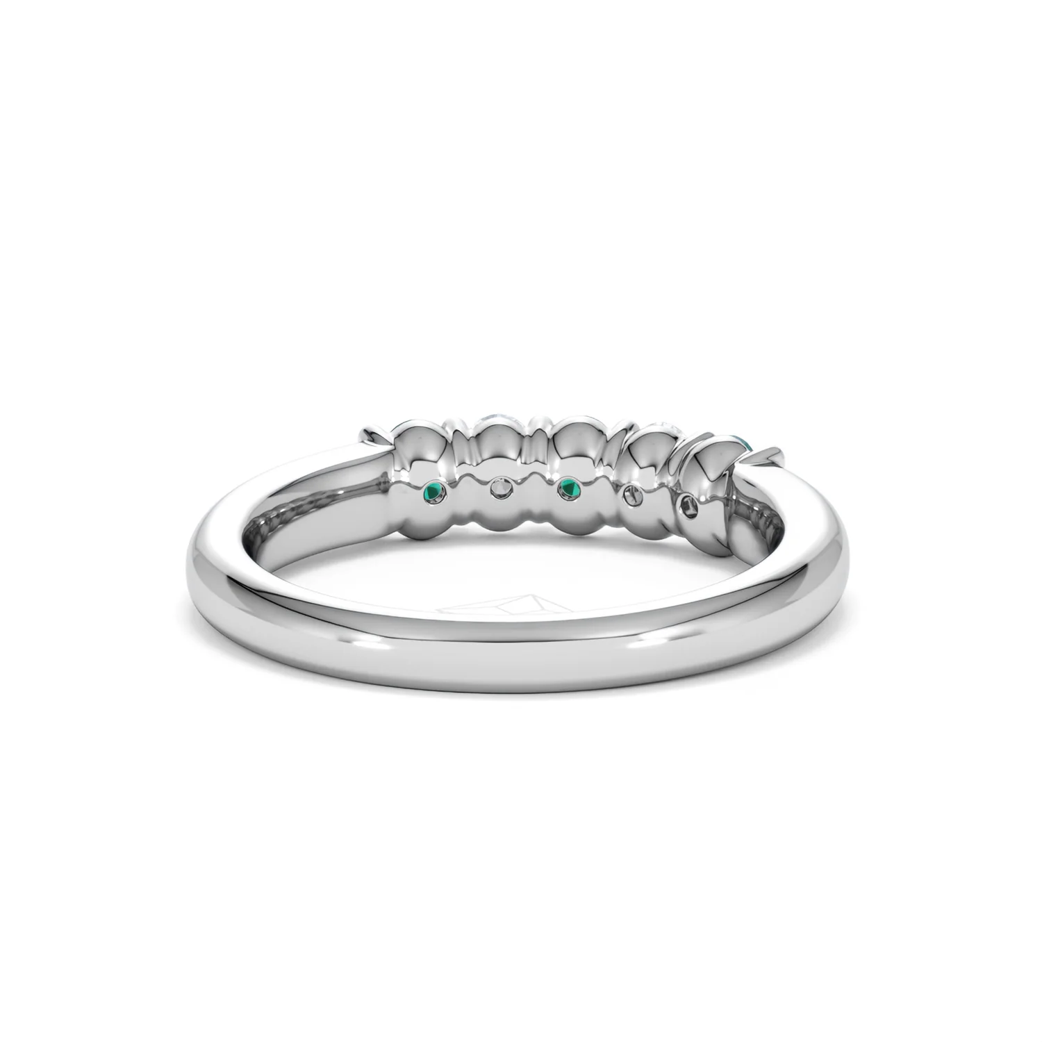 Solene 0.75ct Oval Cut Lab Emerald and Lab Diamond Half Band Eternity Ring in 18K White Gold - Image 46
