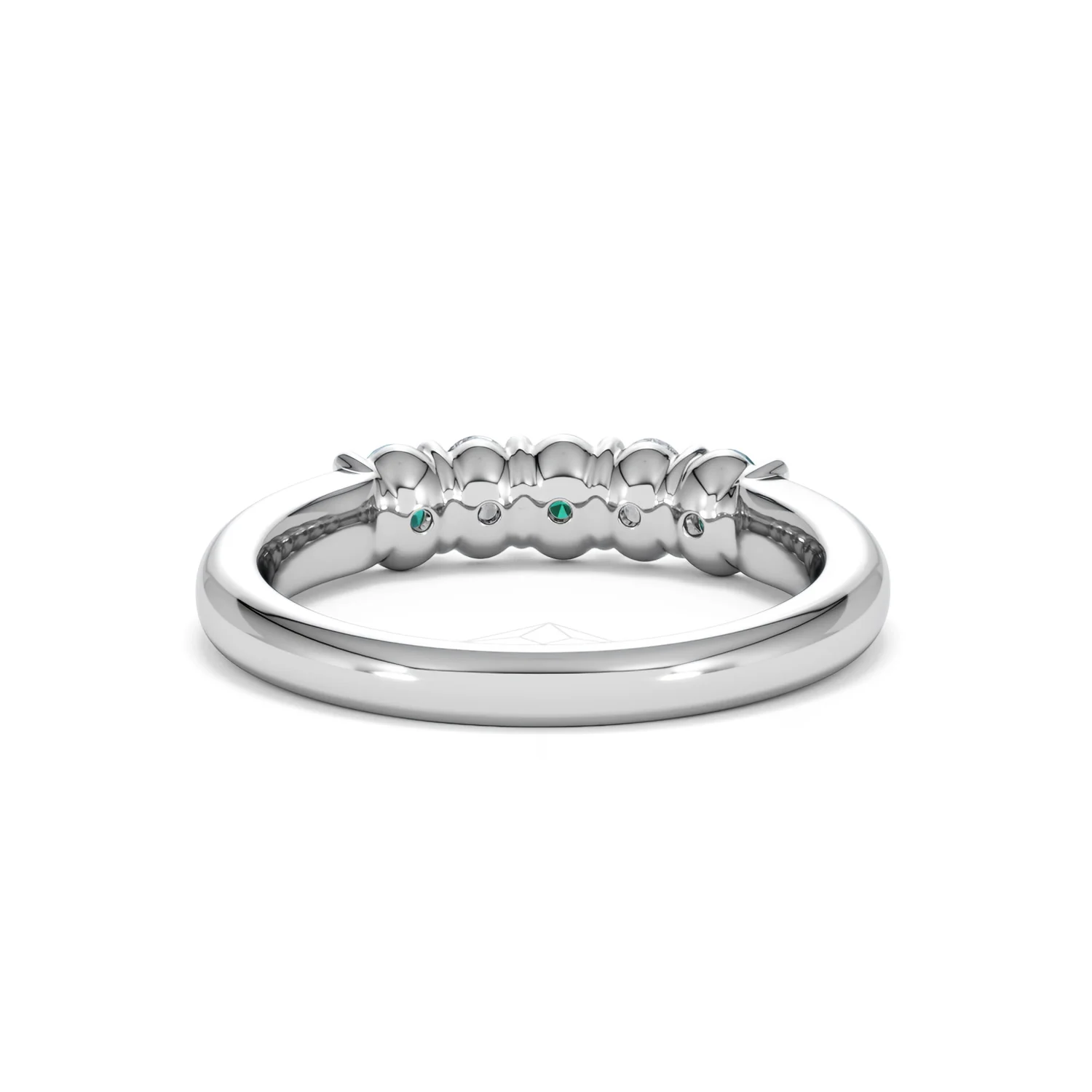 Solene 0.75ct Oval Cut Lab Emerald and Lab Diamond Half Band Eternity Ring in 18K White Gold - Image 48