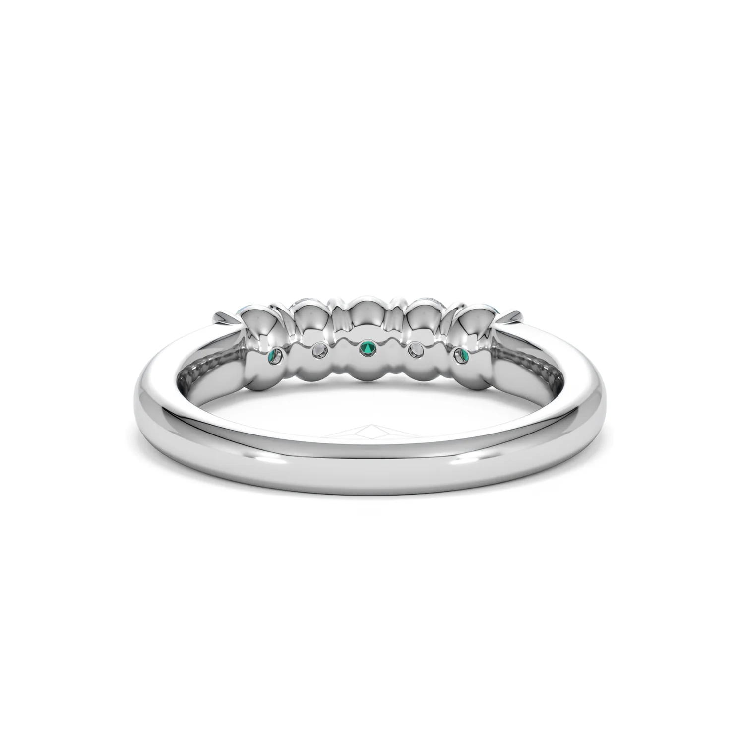 Solene 0.75ct Oval Cut Lab Emerald and Lab Diamond Half Band Eternity Ring in 18K White Gold - Image 49