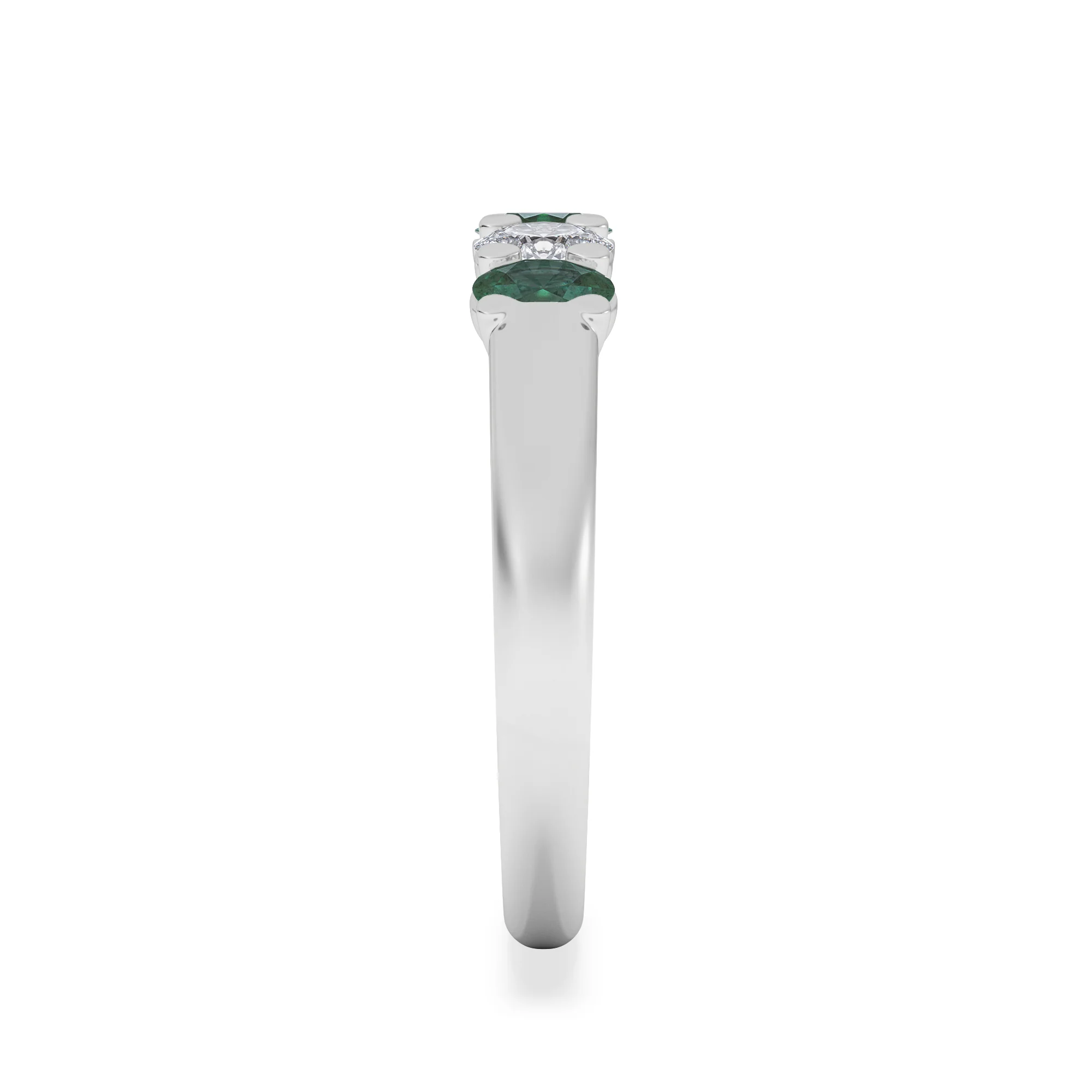 Solene 0.75ct Oval Cut Lab Emerald and Lab Diamond Half Band Eternity Ring in 18K White Gold - Image 5