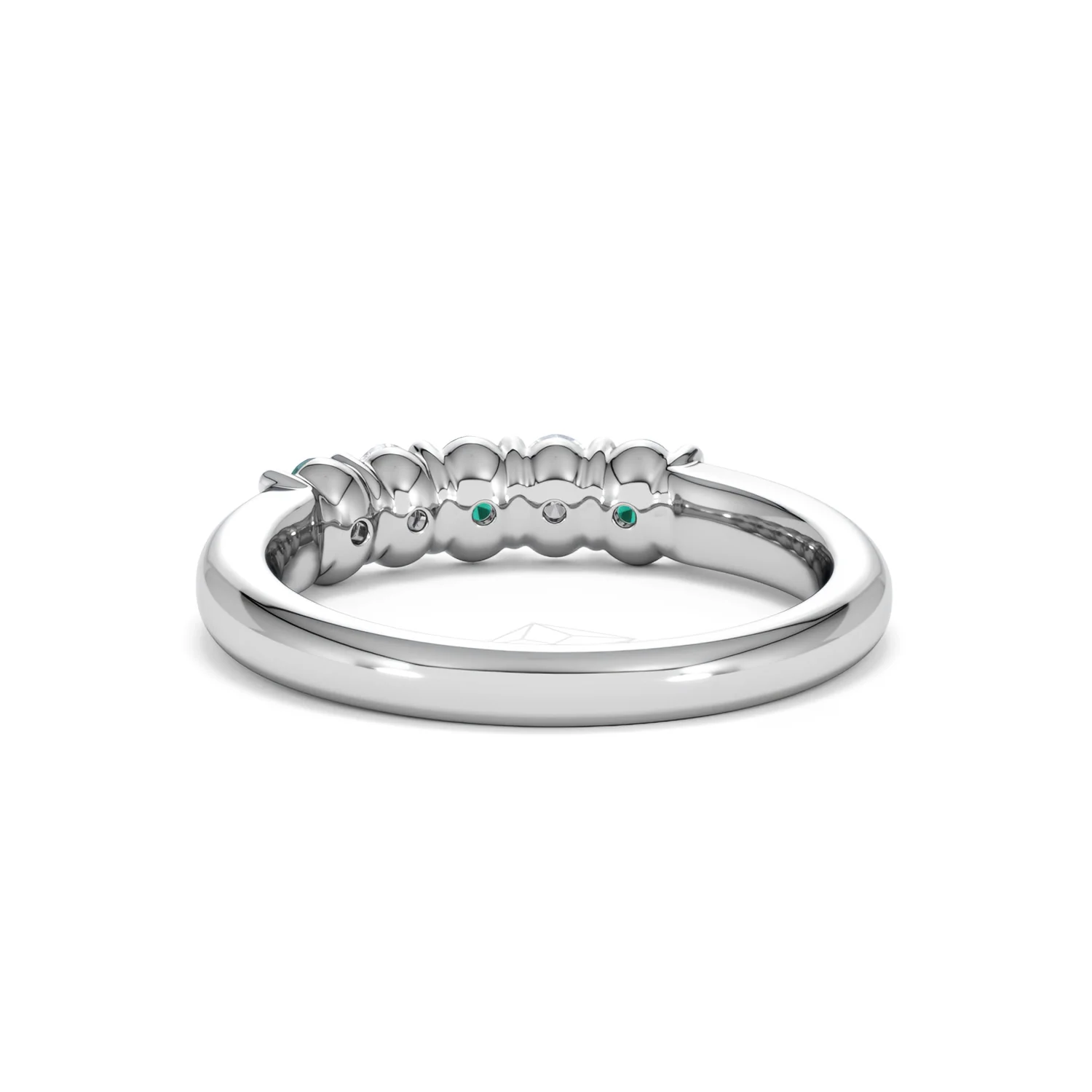 Solene 0.75ct Oval Cut Lab Emerald and Lab Diamond Half Band Eternity Ring in 18K White Gold - Image 52