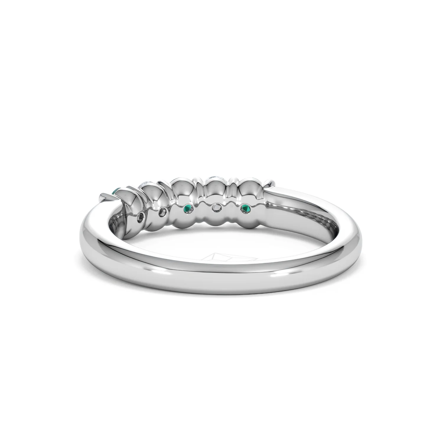 Solene 0.75ct Oval Cut Lab Emerald and Lab Diamond Half Band Eternity Ring in 18K White Gold - Image 53