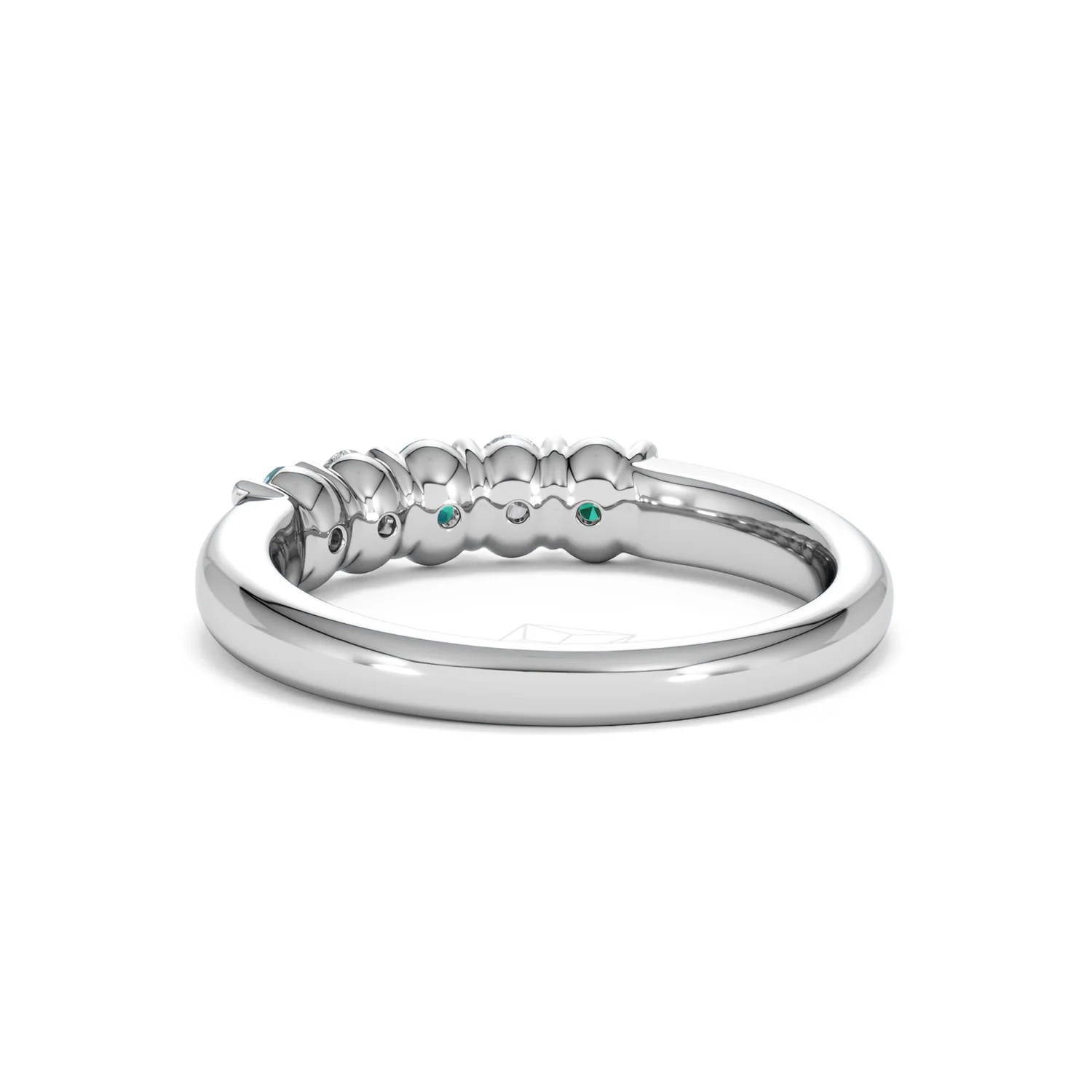 Solene 0.75ct Oval Cut Lab Emerald and Lab Diamond Half Band Eternity Ring in 18K White Gold - Image 54