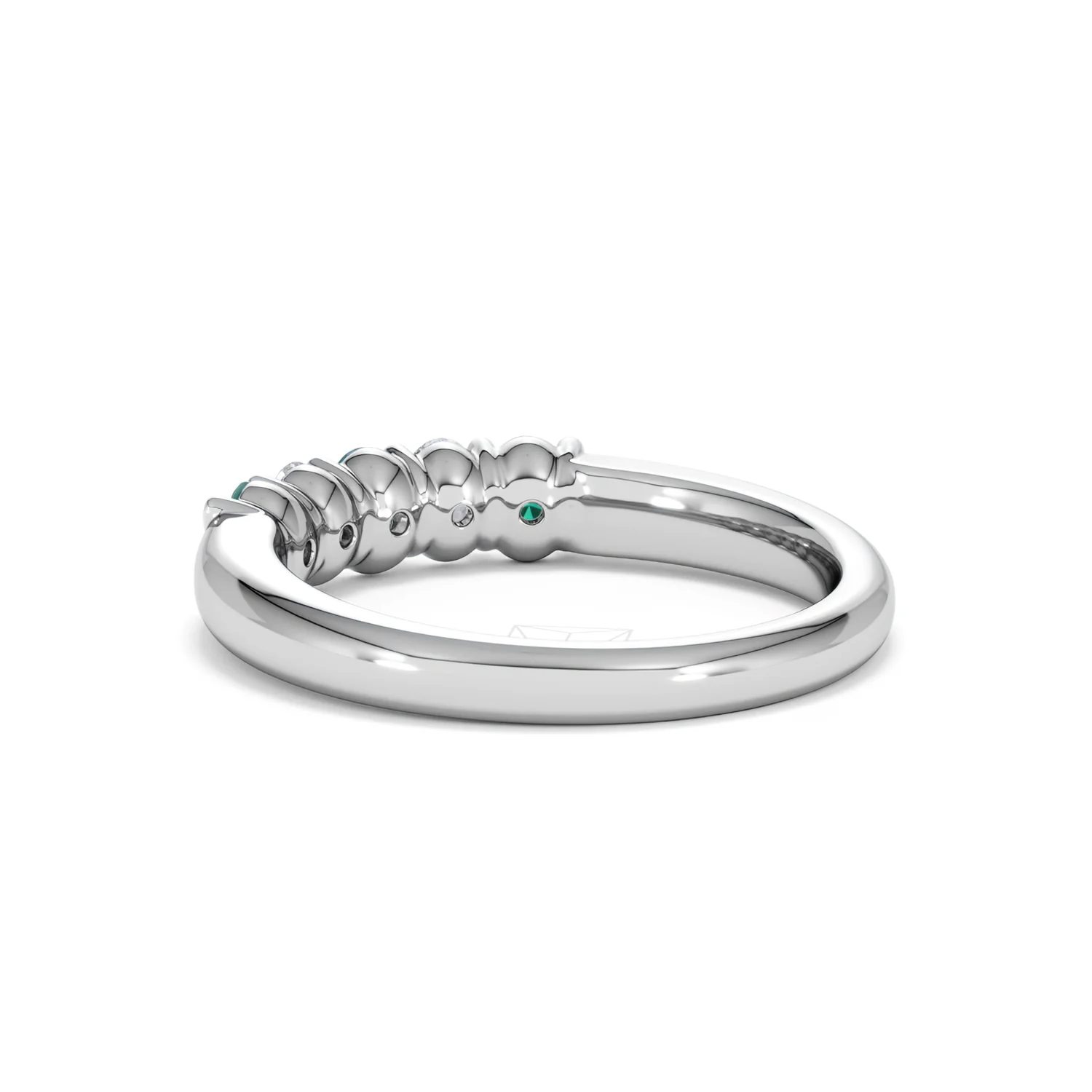 Solene 0.75ct Oval Cut Lab Emerald and Lab Diamond Half Band Eternity Ring in 18K White Gold - Image 57
