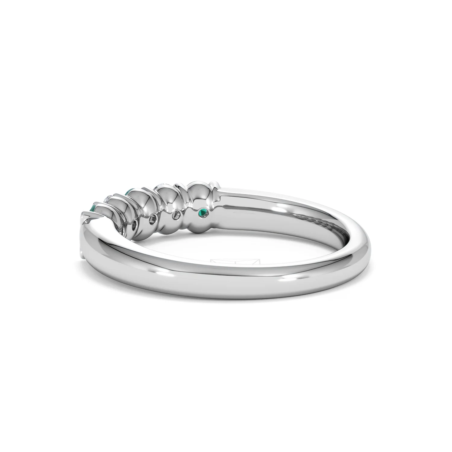 Solene 0.75ct Oval Cut Lab Emerald and Lab Diamond Half Band Eternity Ring in 18K White Gold - Image 59