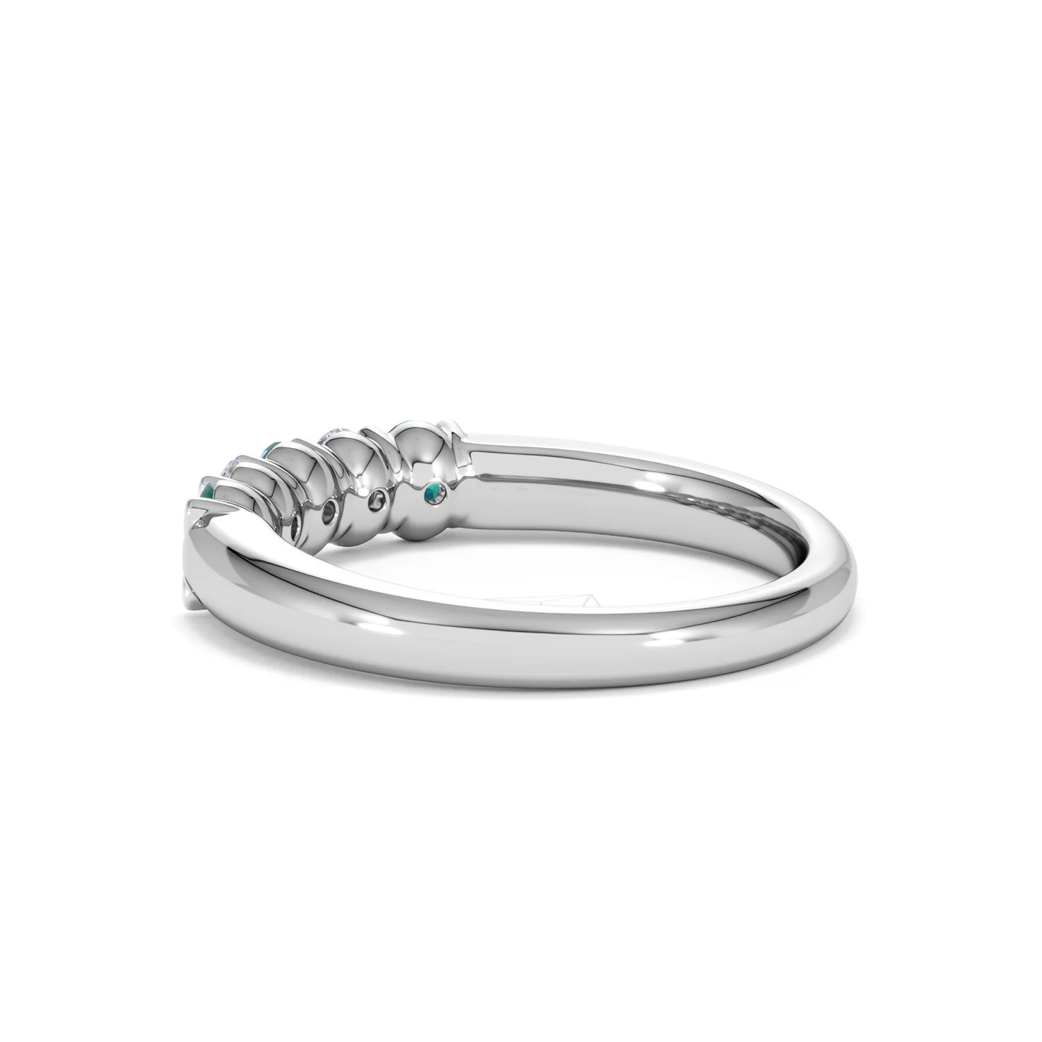 Solene 0.75ct Oval Cut Lab Emerald and Lab Diamond Half Band Eternity Ring in 18K White Gold - Image 61