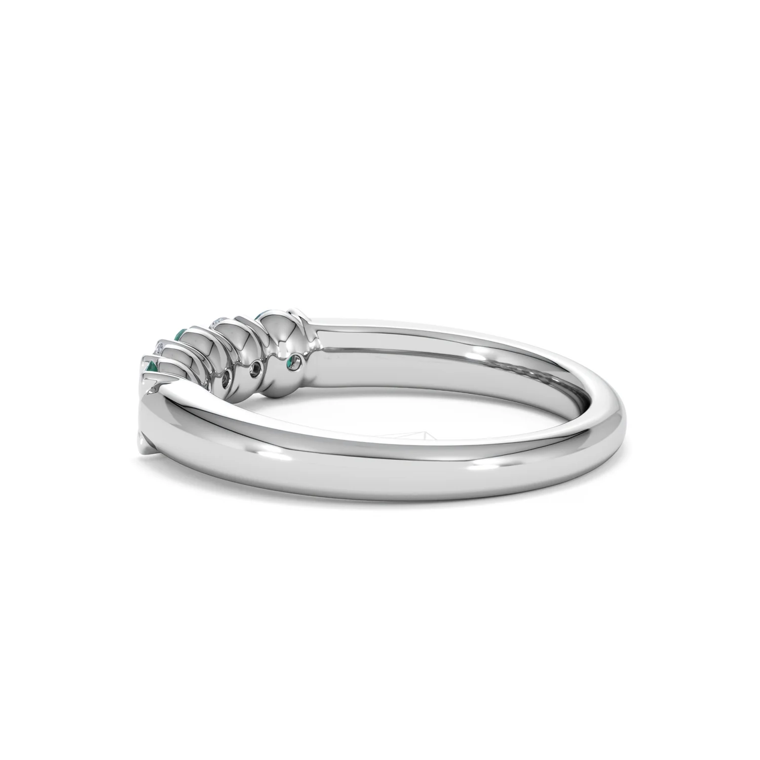 Solene 0.75ct Oval Cut Lab Emerald and Lab Diamond Half Band Eternity Ring in 18K White Gold - Image 63