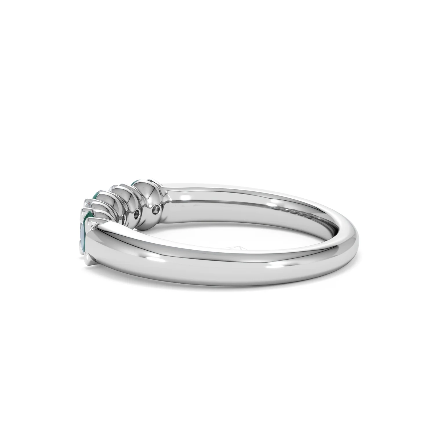 Solene 0.75ct Oval Cut Lab Emerald and Lab Diamond Half Band Eternity Ring in 18K White Gold - Image 65