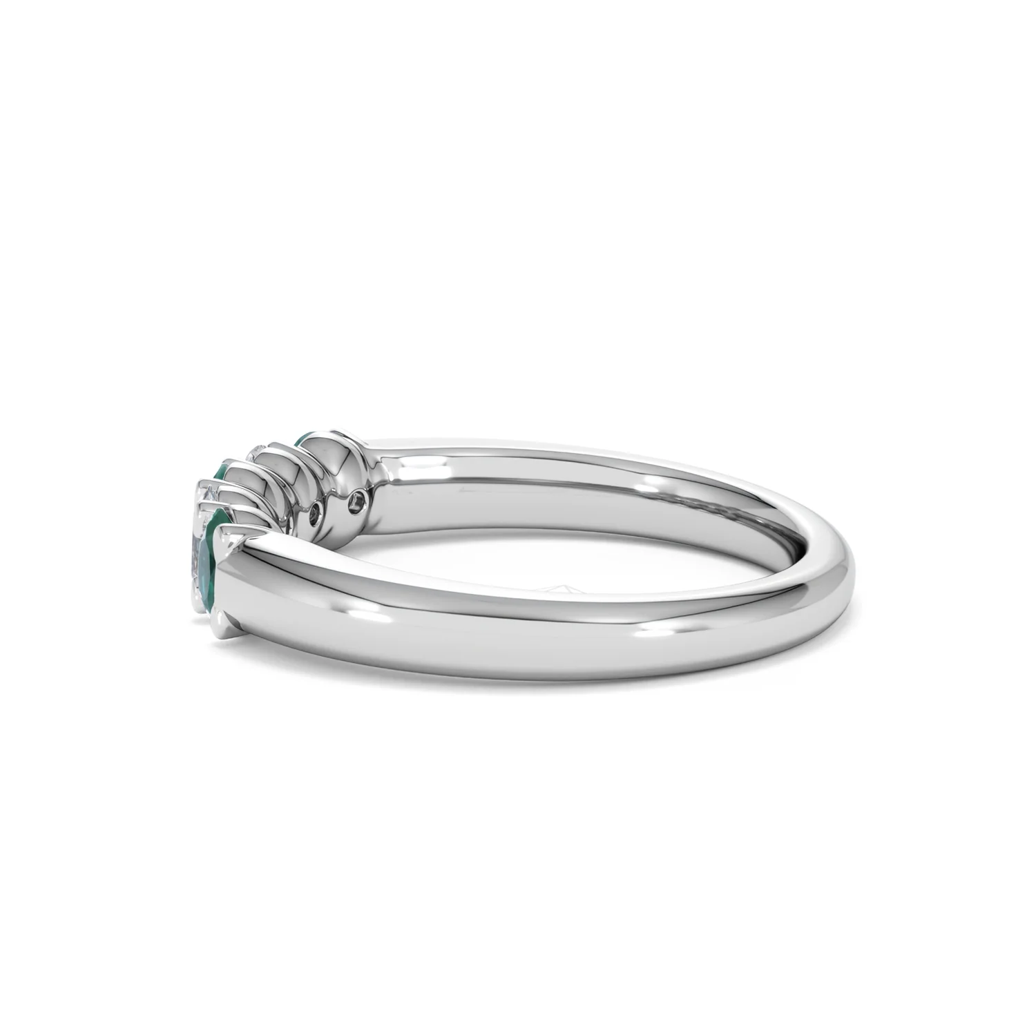 Solene 0.75ct Oval Cut Lab Emerald and Lab Diamond Half Band Eternity Ring in 18K White Gold - Image 66