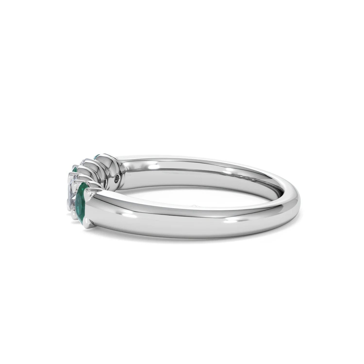 Solene 0.75ct Oval Cut Lab Emerald and Lab Diamond Half Band Eternity Ring in 18K White Gold - Image 68