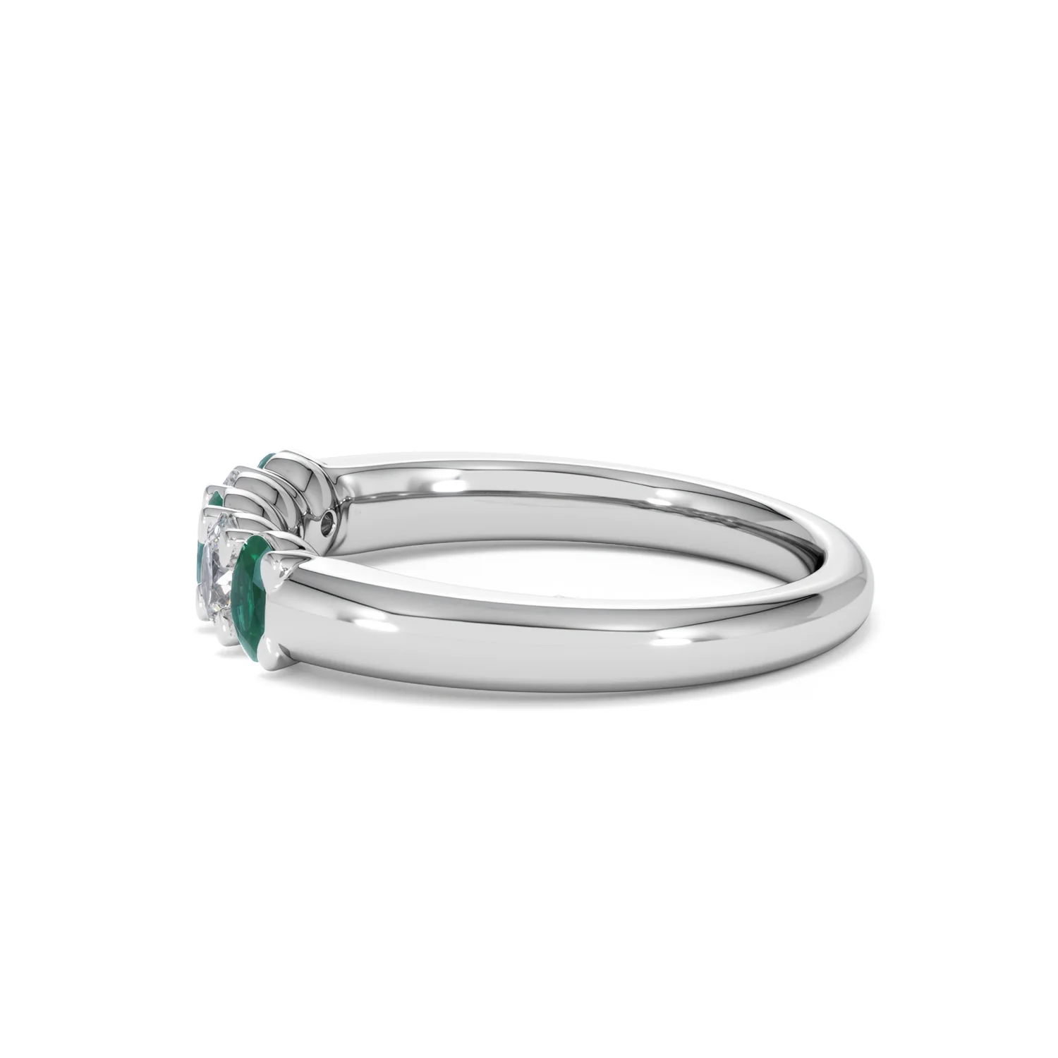 Solene 0.75ct Oval Cut Lab Emerald and Lab Diamond Half Band Eternity Ring in 18K White Gold - Image 69