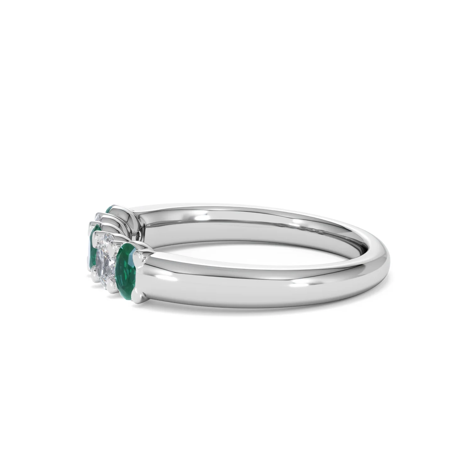 Solene 0.75ct Oval Cut Lab Emerald and Lab Diamond Half Band Eternity Ring in 18K White Gold - Image 71