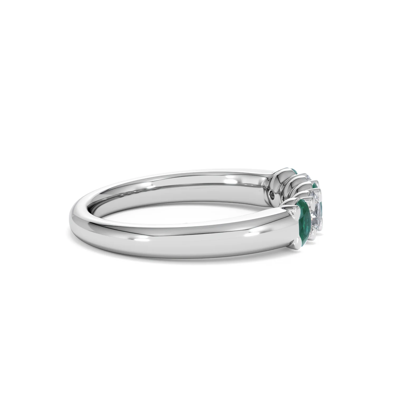 Solene 0.75ct Oval Cut Lab Emerald and Lab Diamond Half Band Eternity Ring in 18K White Gold - Image 28