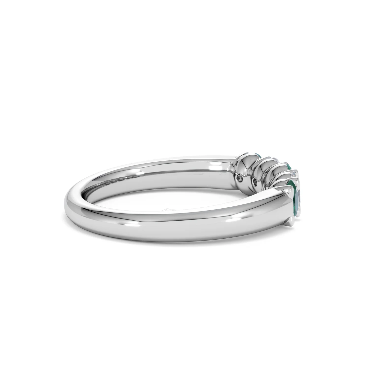 Solene 0.75ct Oval Cut Lab Emerald and Lab Diamond Half Band Eternity Ring in 18K White Gold - Image 31