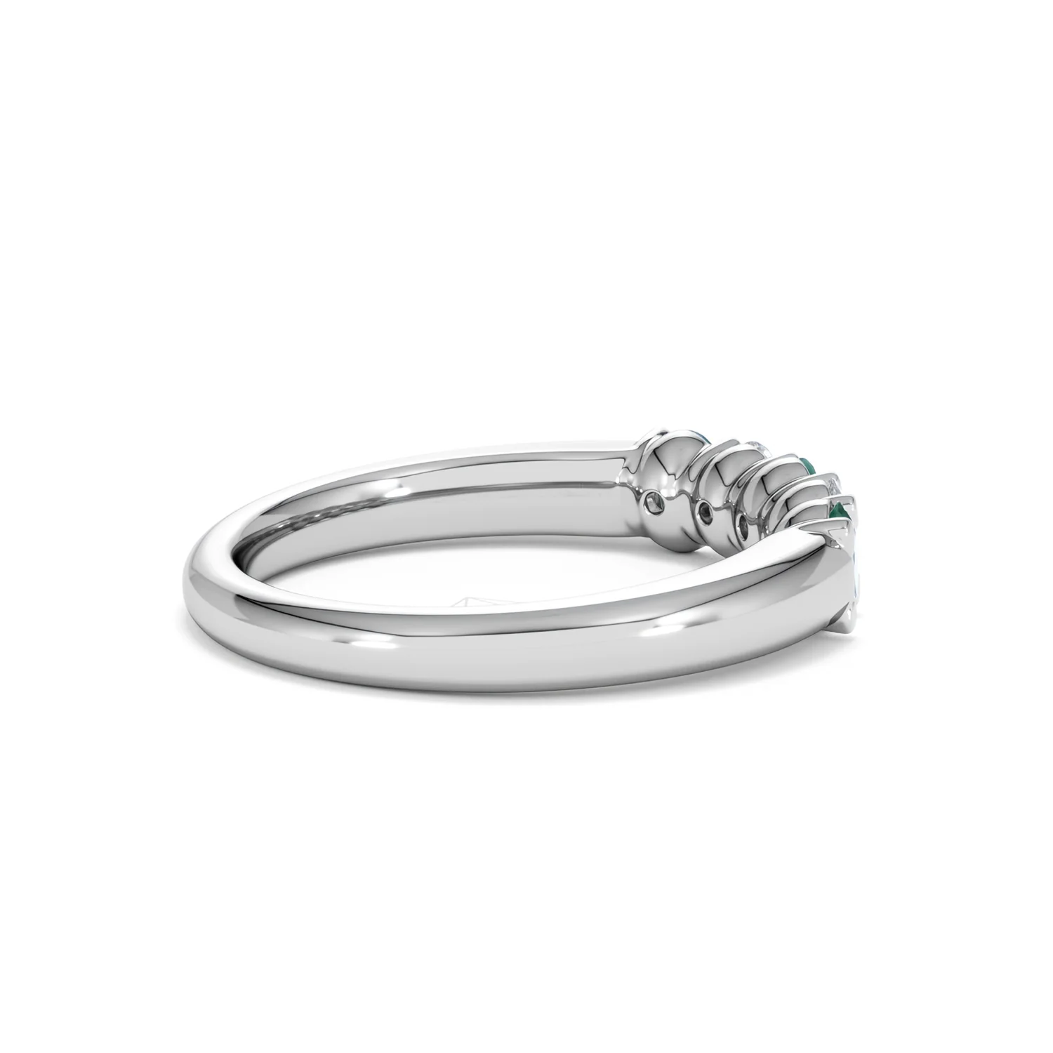 Solene 0.75ct Oval Cut Lab Emerald and Lab Diamond Half Band Eternity Ring in 18K White Gold - Image 33