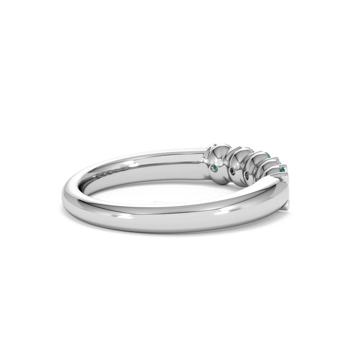 Solene 0.75ct Oval Cut Lab Emerald and Lab Diamond Half Band Eternity Ring in 18K White Gold - Image 34