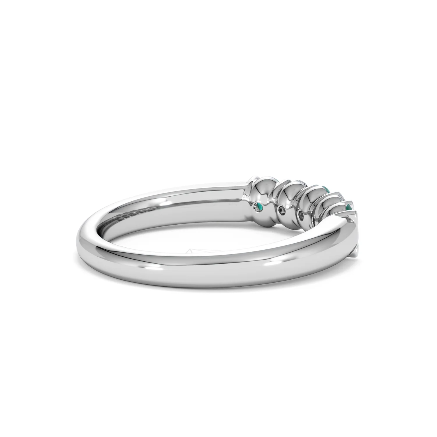 Solene 0.75ct Oval Cut Lab Emerald and Lab Diamond Half Band Eternity Ring in 18K White Gold - Image 35